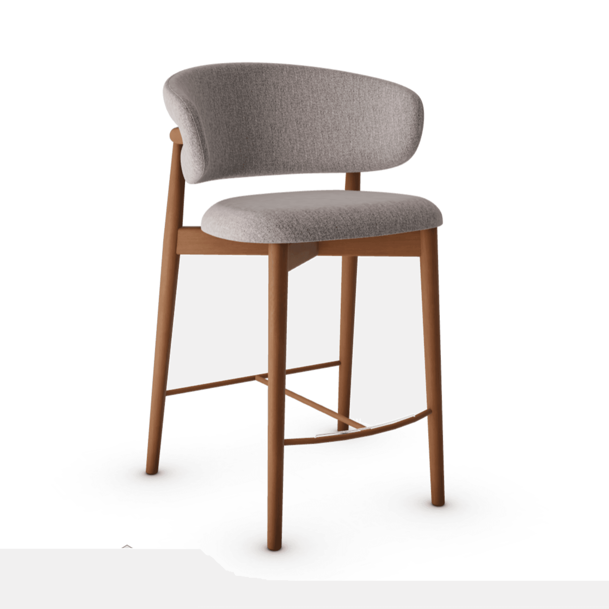 Krzesło barowe OLEANDRO boucle taupe z drewnianą podstawą Calligaris drewniana orzech włoski   Eye on Design