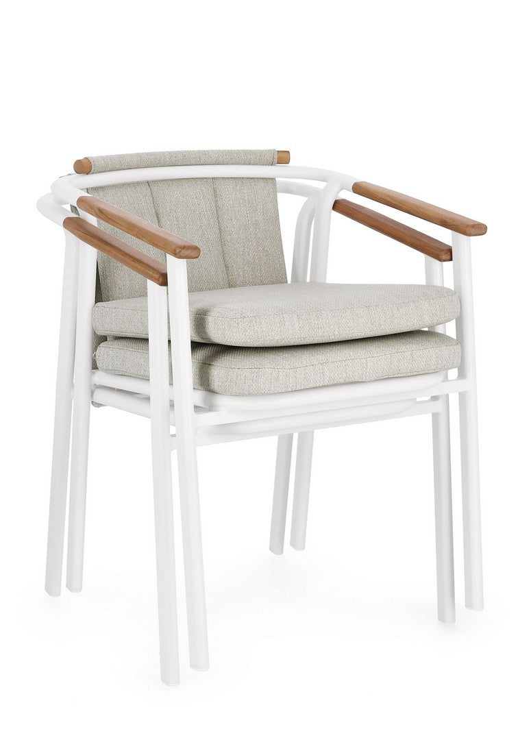 Krzesło zewnętrzne LEONIDA beżowy z białą podstawą