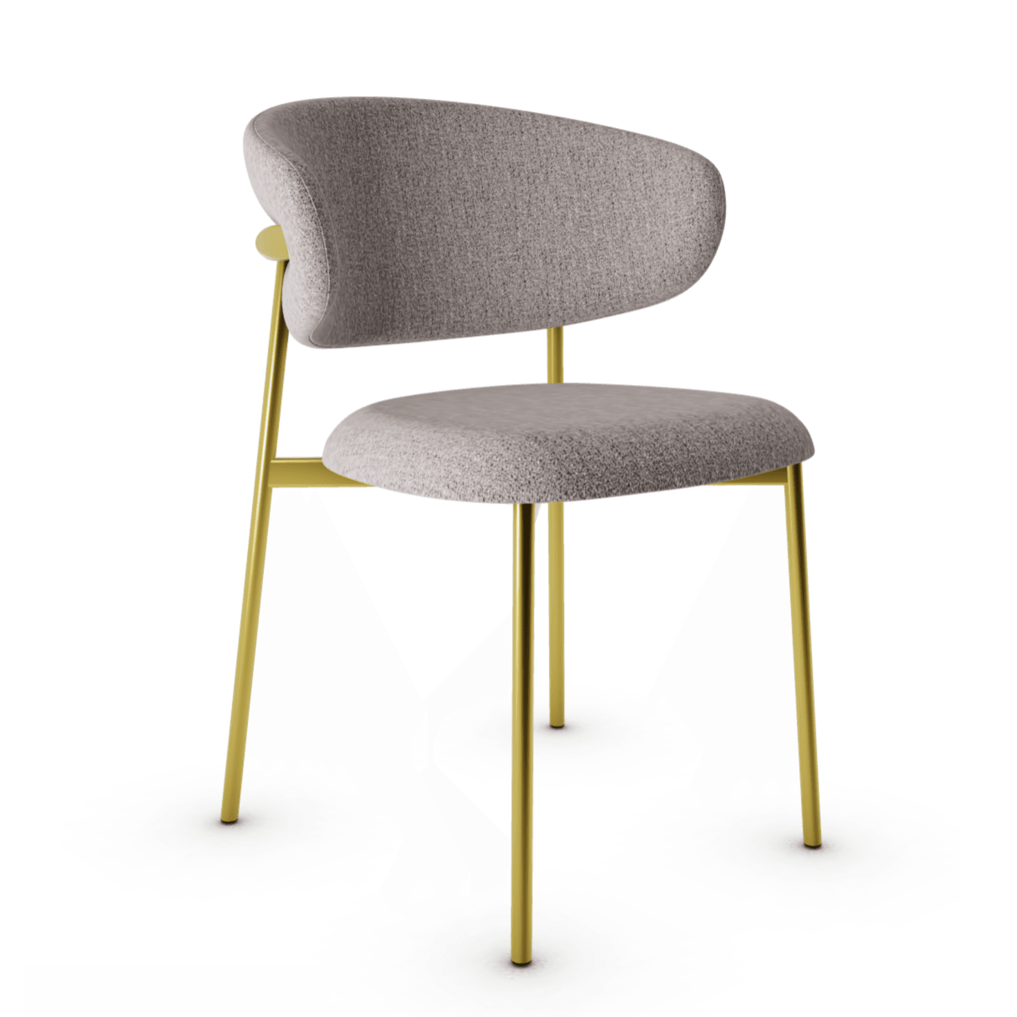 Krzesło OLEANDRO boucle taupe z metalową podstawą Calligaris metalowa polerowany mosiądz   Eye on Design