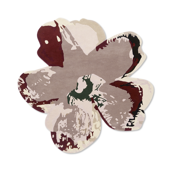 Shaped Magnolien-Teppich Burgunder-Beige