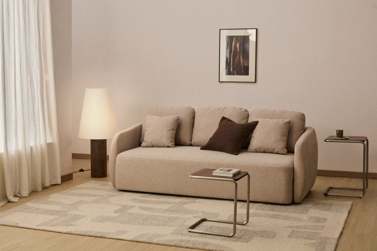 Rechtsseitige 3-Sitzer-Couch mit Schlaffunktion LAIRA beige