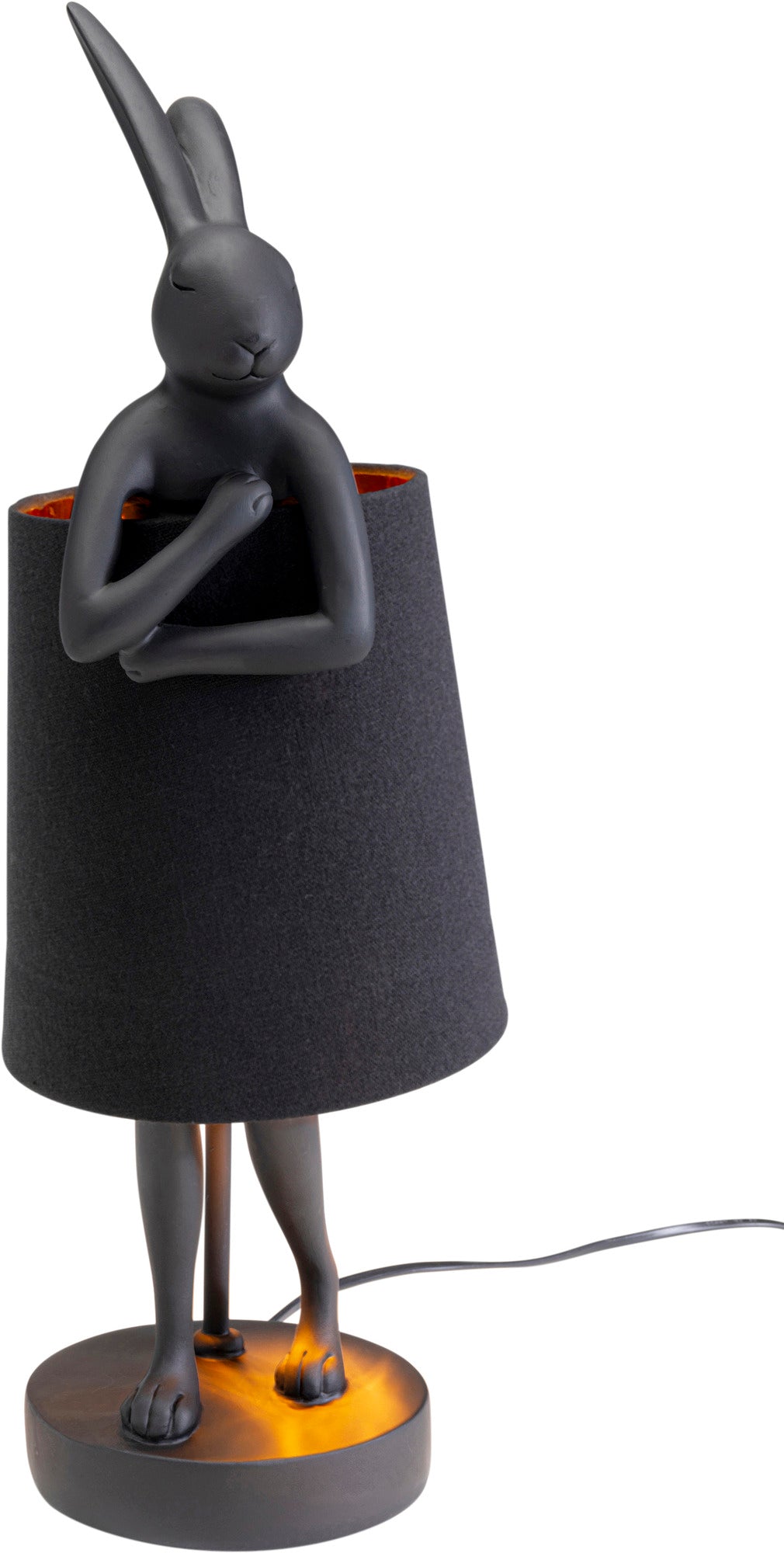 Schwarze Tischlampe in Form eines Kaninchens