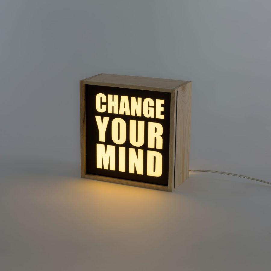 Lampa stołowa LIGHTHINK BOX CHANGE YOUR MIND / LOVE / SOUL FOOD Seletti    Eye on Design