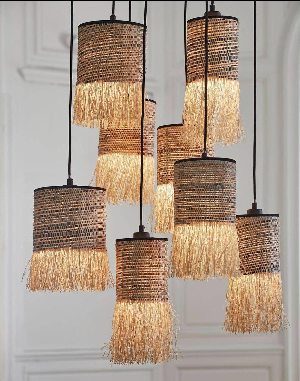 Lampa sufitowa FORMENTERA 8L bananowiec i rafia Market Set    Eye on Design