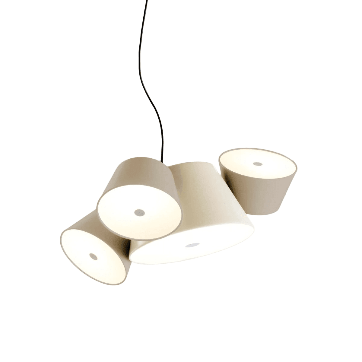 Lampa wisząca okrągła TAM TAM biały z piaskowymi kloszami Marset    Eye on Design