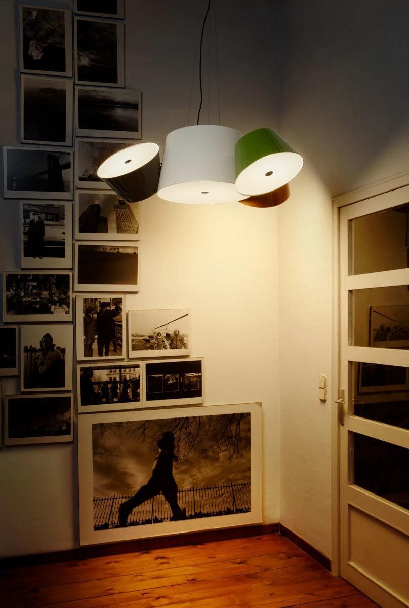 Lampa wisząca okrągła TAM TAM khaki z oliwkowymi kloszami – Marset