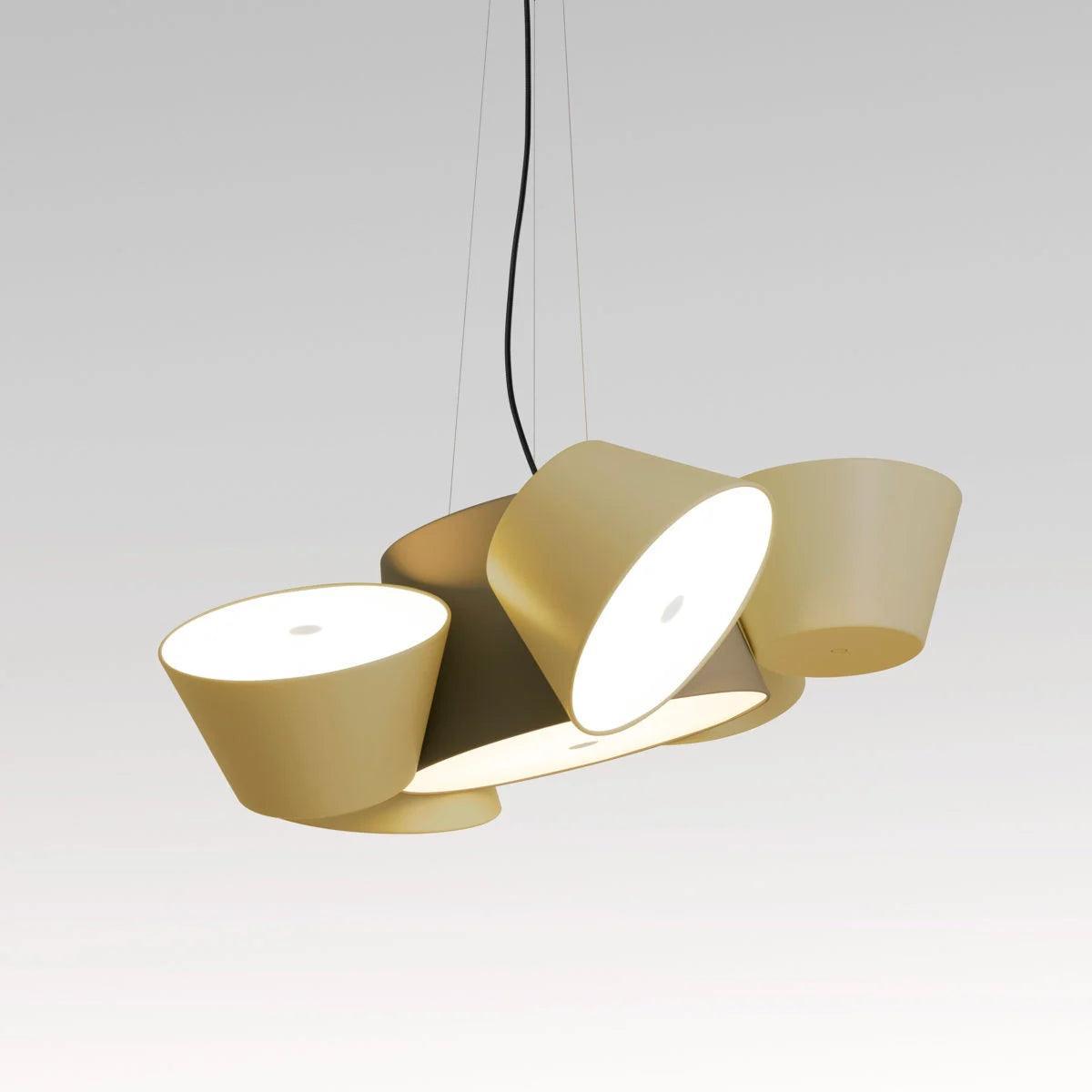 Lampa wisząca okrągła TAM TAM khaki z oliwkowymi kloszami – Marset
