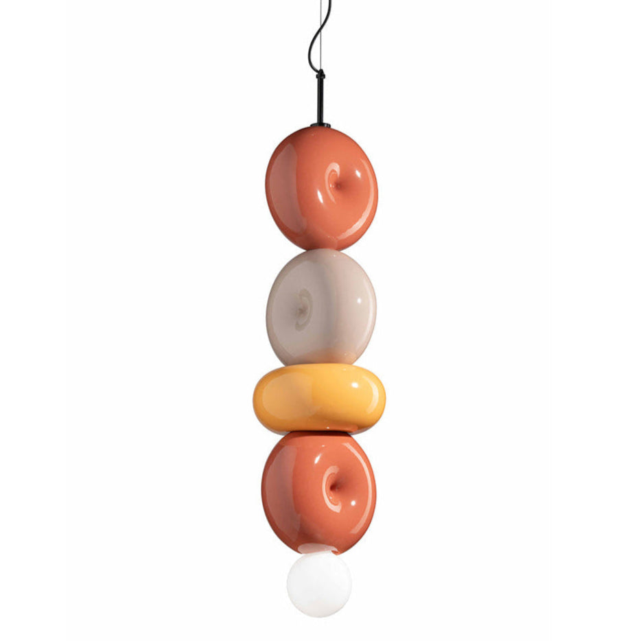 Hanging lamp Ceramic Bumbum orange with yellow and cream