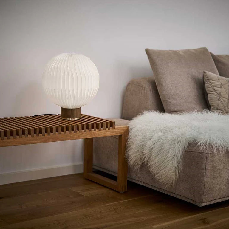 Table lamp MODEL 375 white with smoked oak base