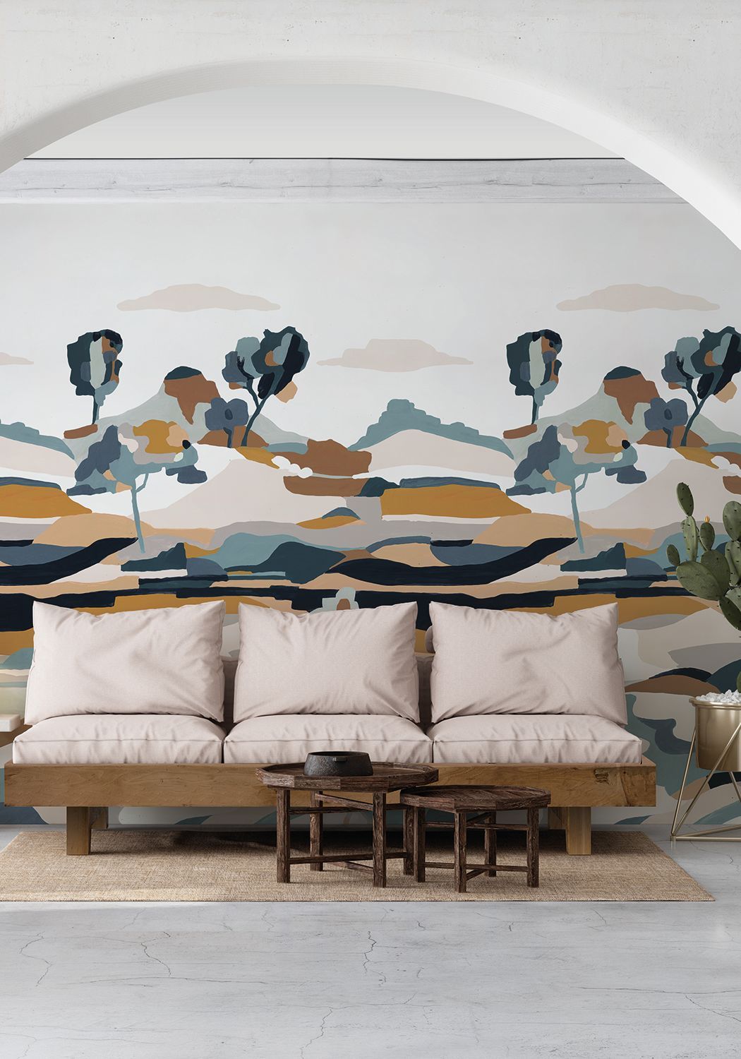 Wandbild LE BASSIN blau mit beige