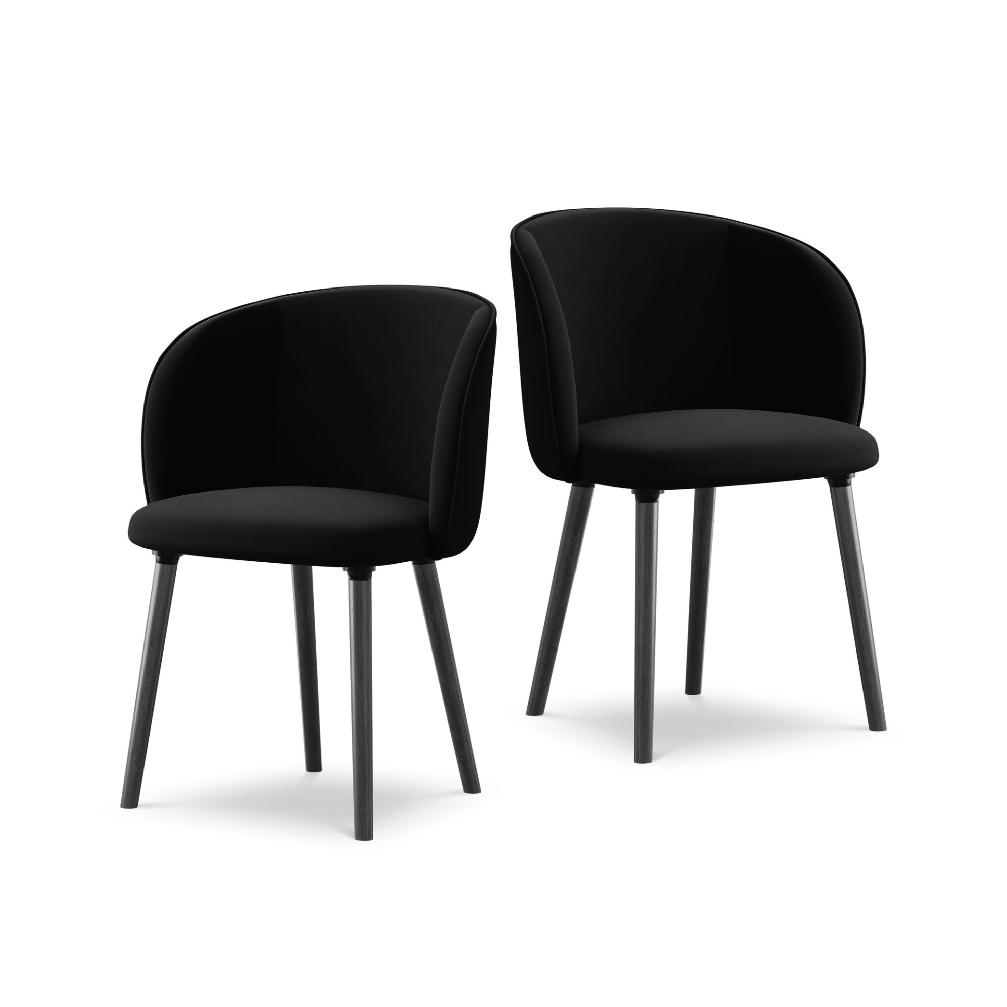 Velvet Chair MAIA Black with Black Oak Base