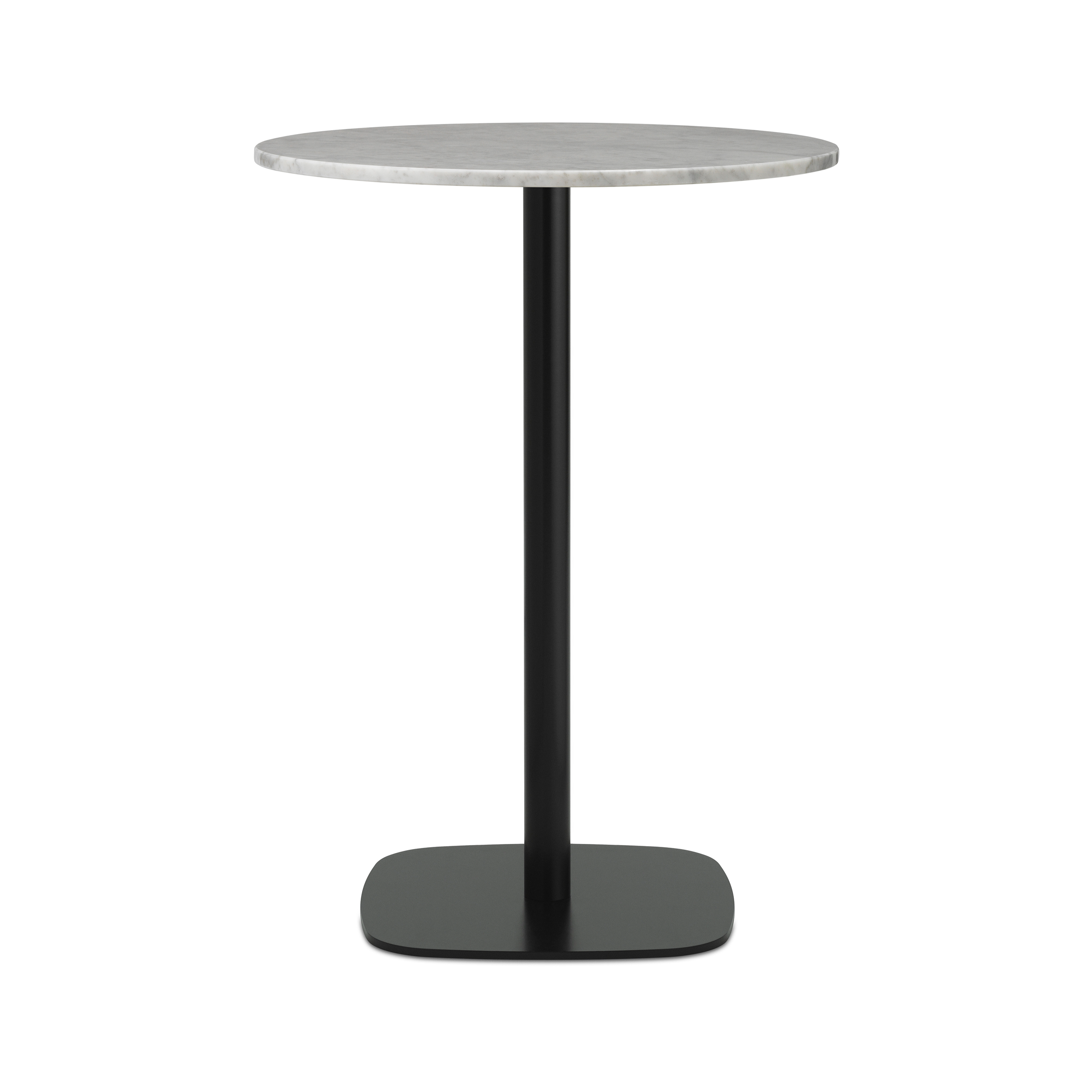 Caffered Table Round Fors Fors Marmor White Top mit einer schwarzen Basis