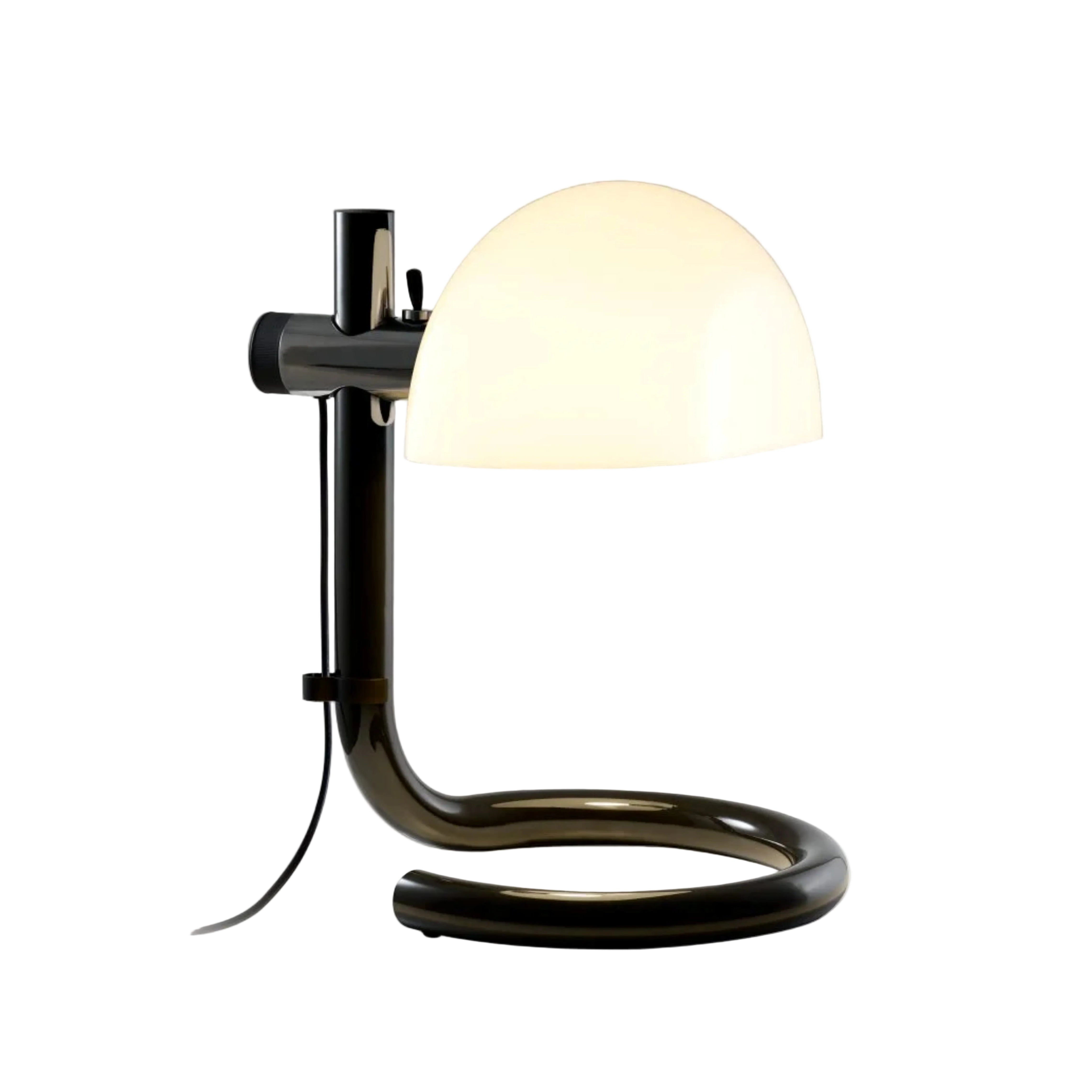 Lampa stołowa LAURO biały klosz z ciemnobrązową podstawą