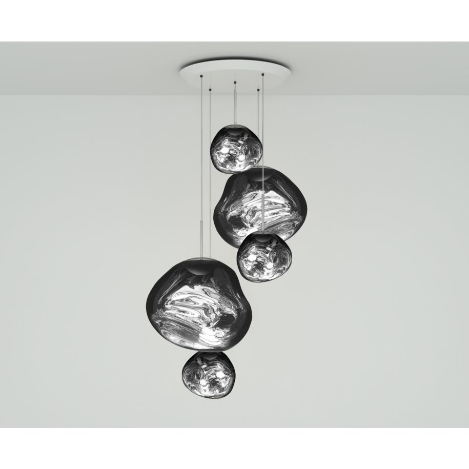 Silver hanging lamp melt round