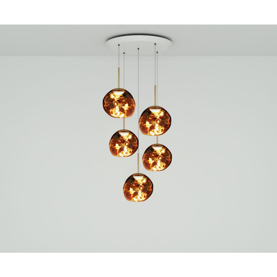 Melt round hanging lamp gold