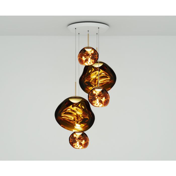 Melt round hanging lamp gold