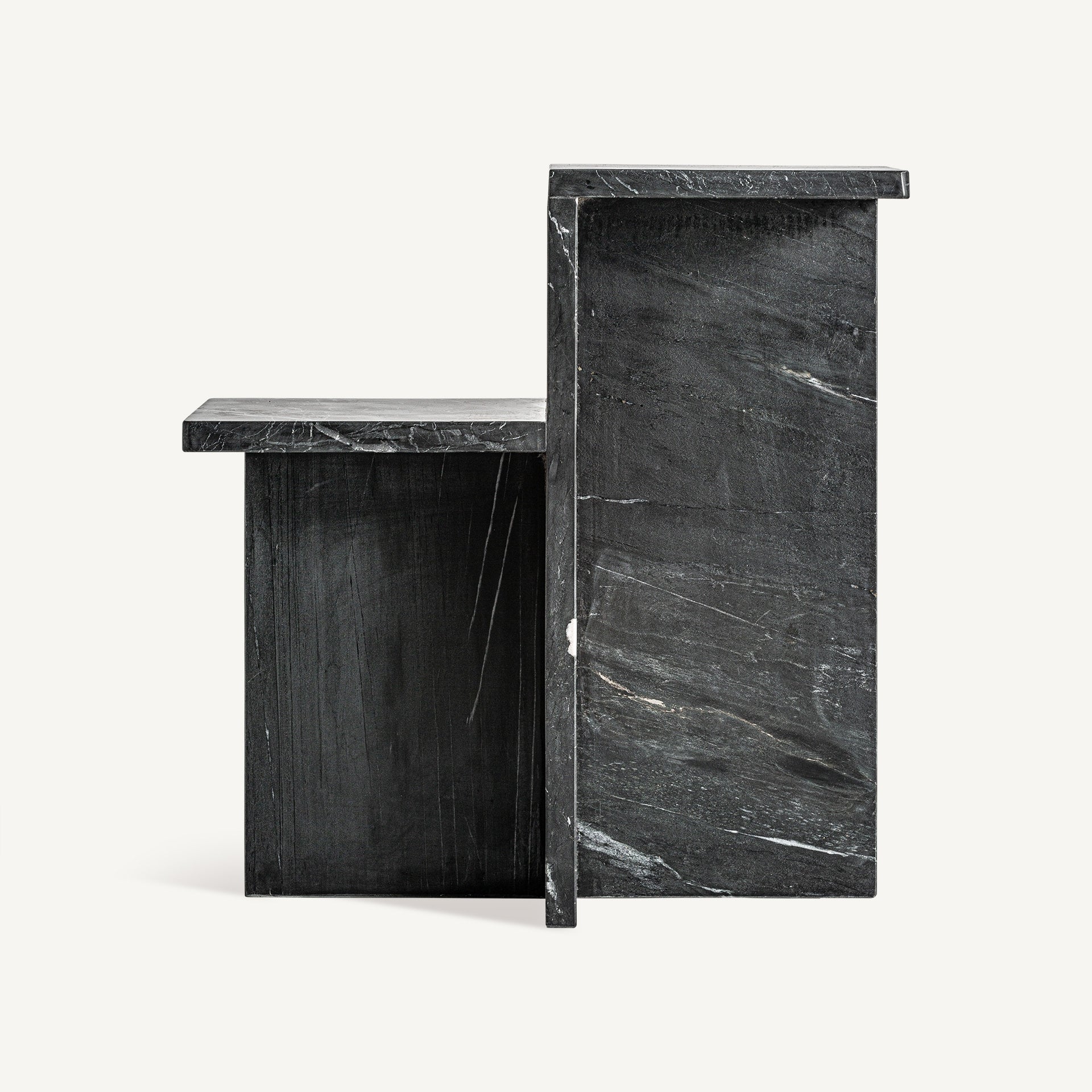 Beistelltisch mit doppelter Tischplatte MARQUINA schwarzer Marmor