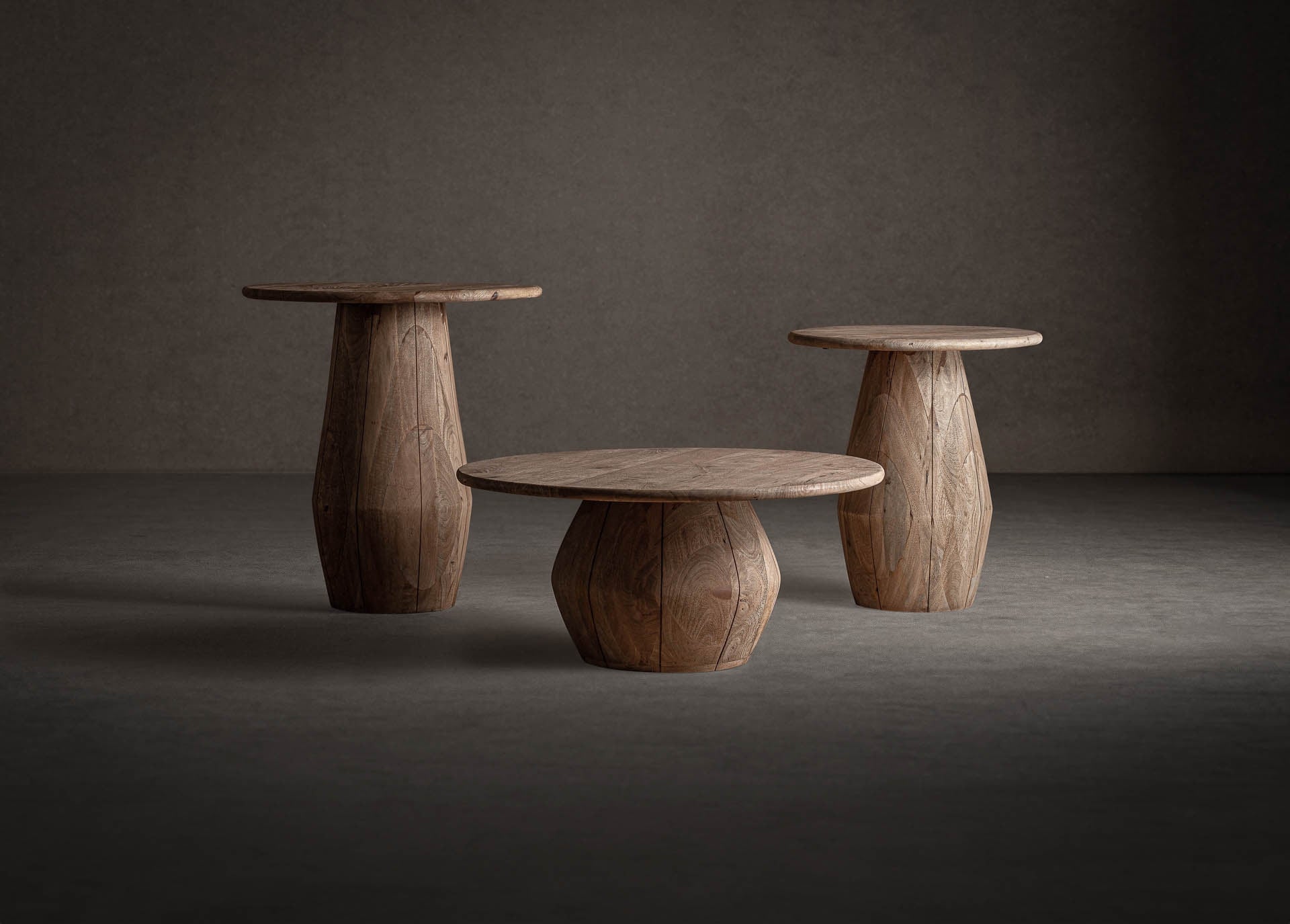 Runder Bar Tisch JACQUARD aus Mangoholz