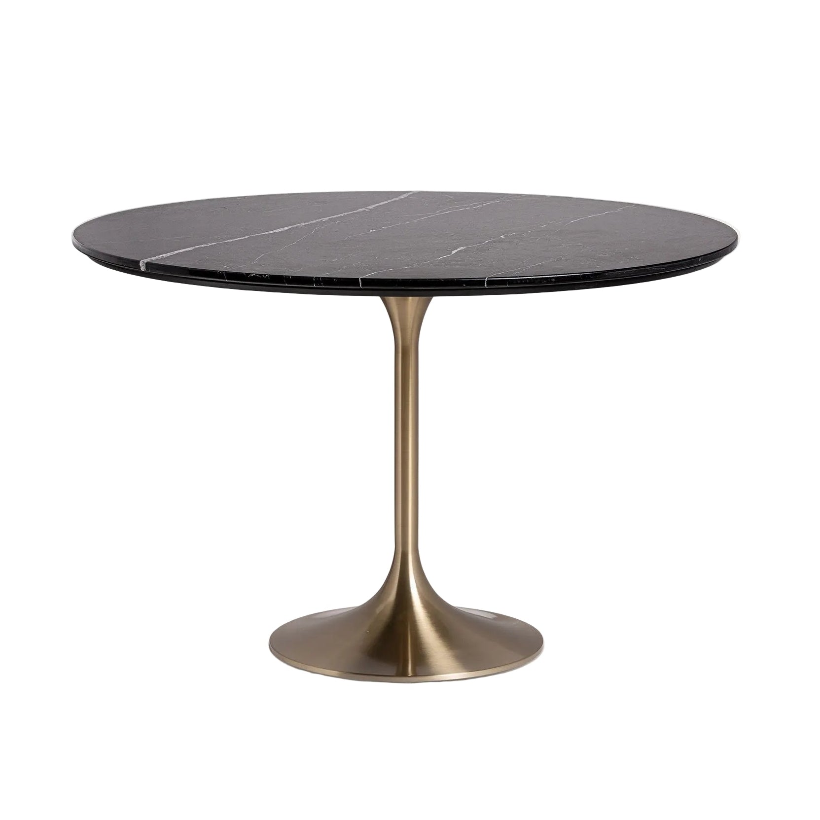 KELHEIM Round Table Black Porcelain Stoneware with Gold Base