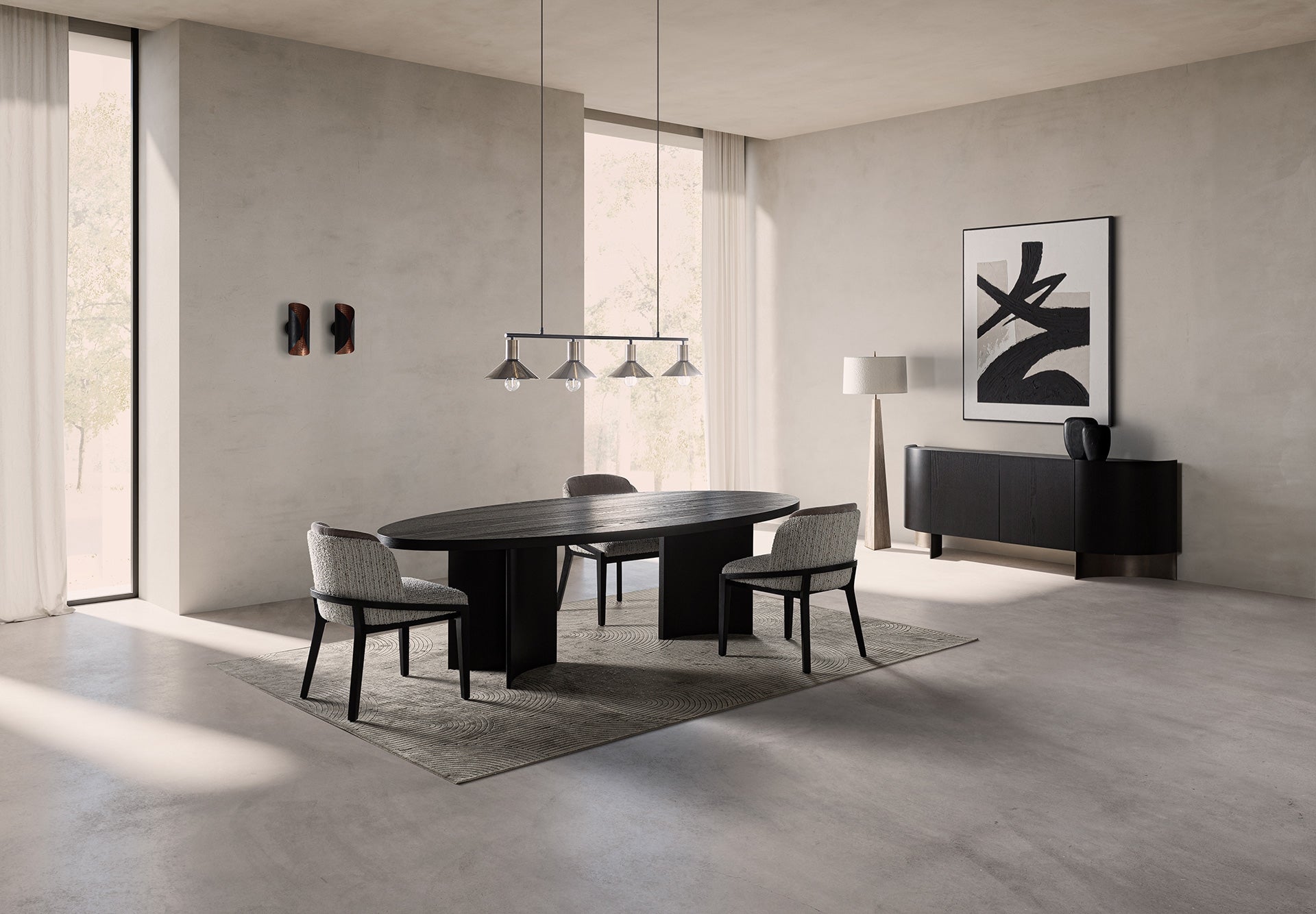 NEUVIC Dark Oak Veneer Oval Table