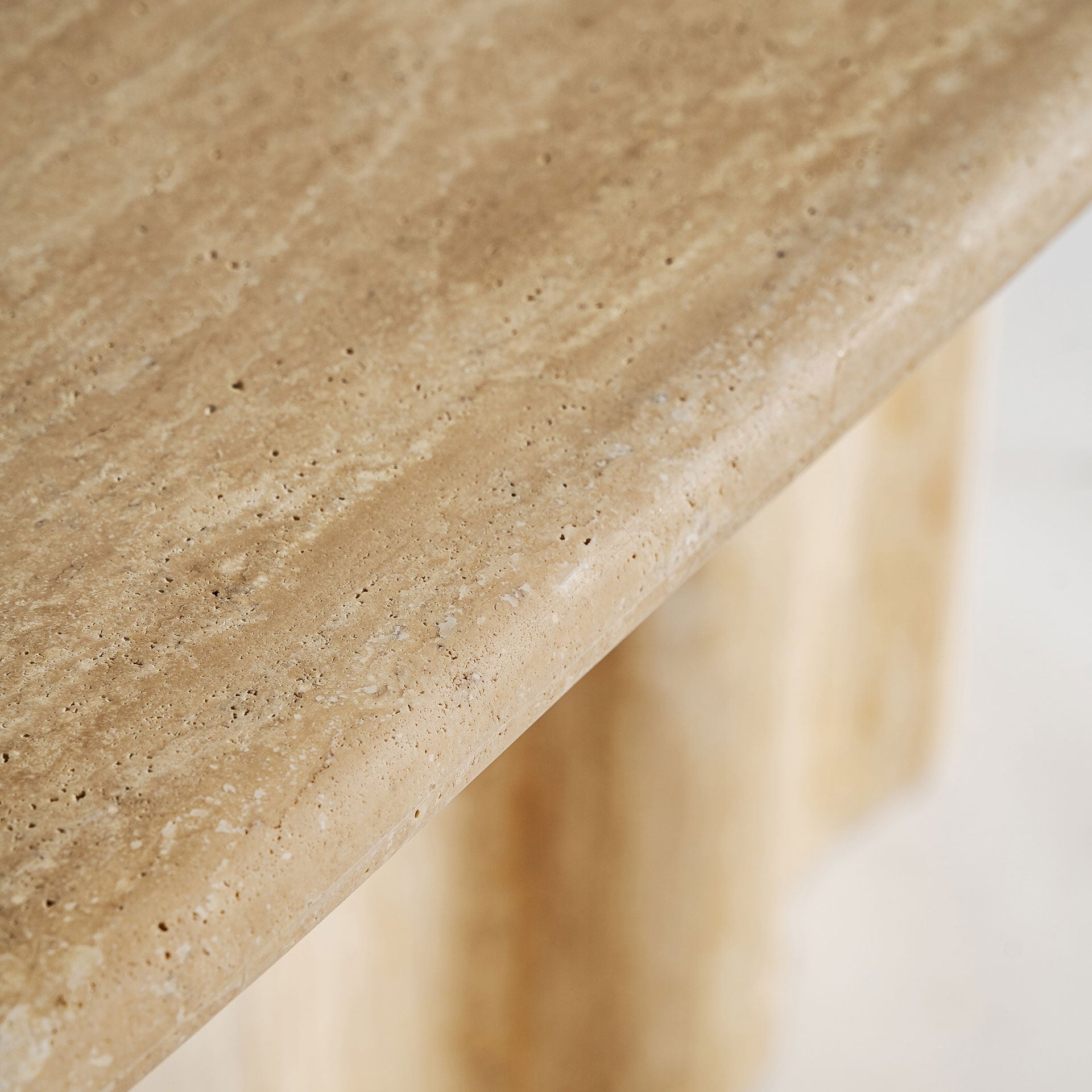Thiennes Beige Travertine Oval Table on One Leg