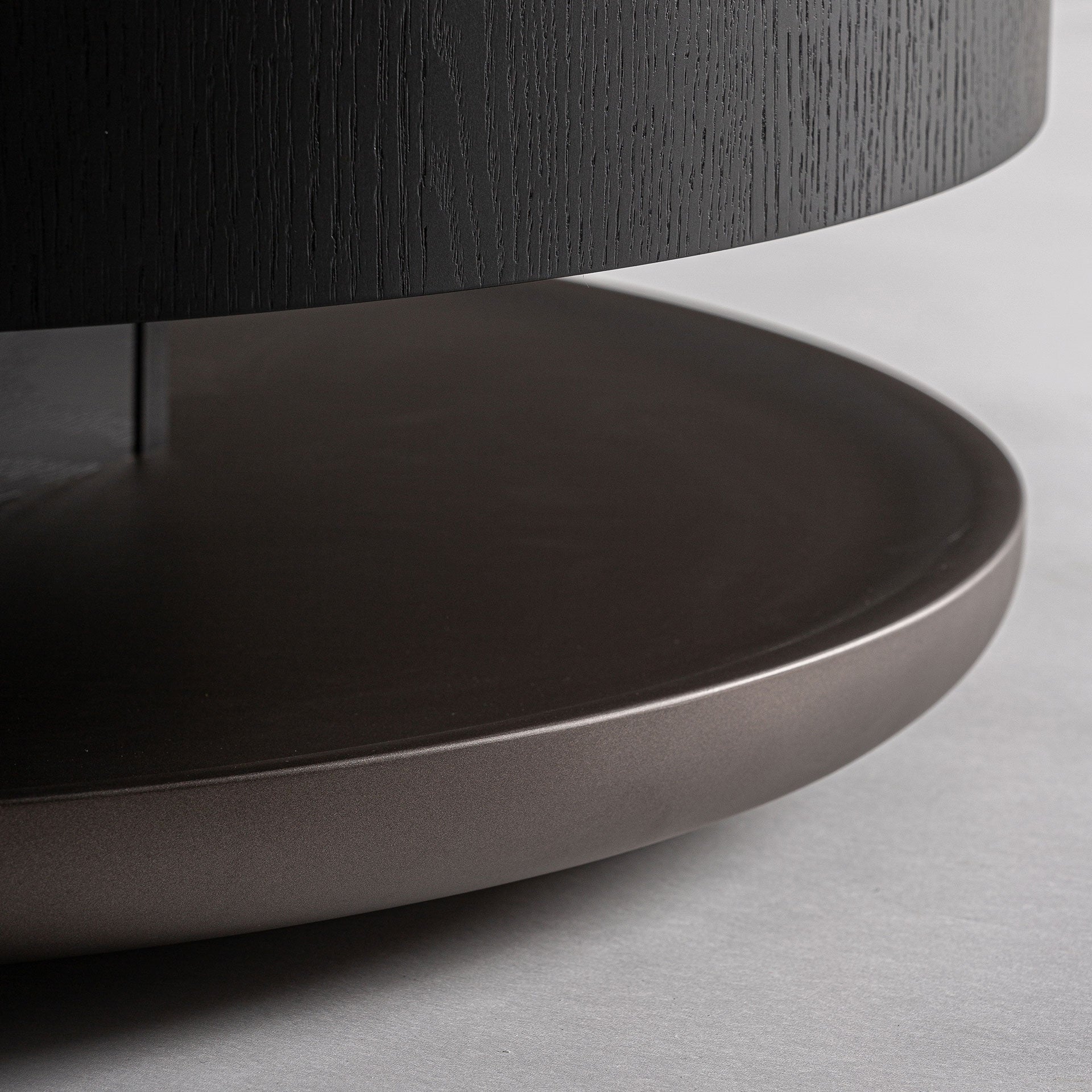 BREIL Black Coffee Table with Oak Veneer and White Marble Top