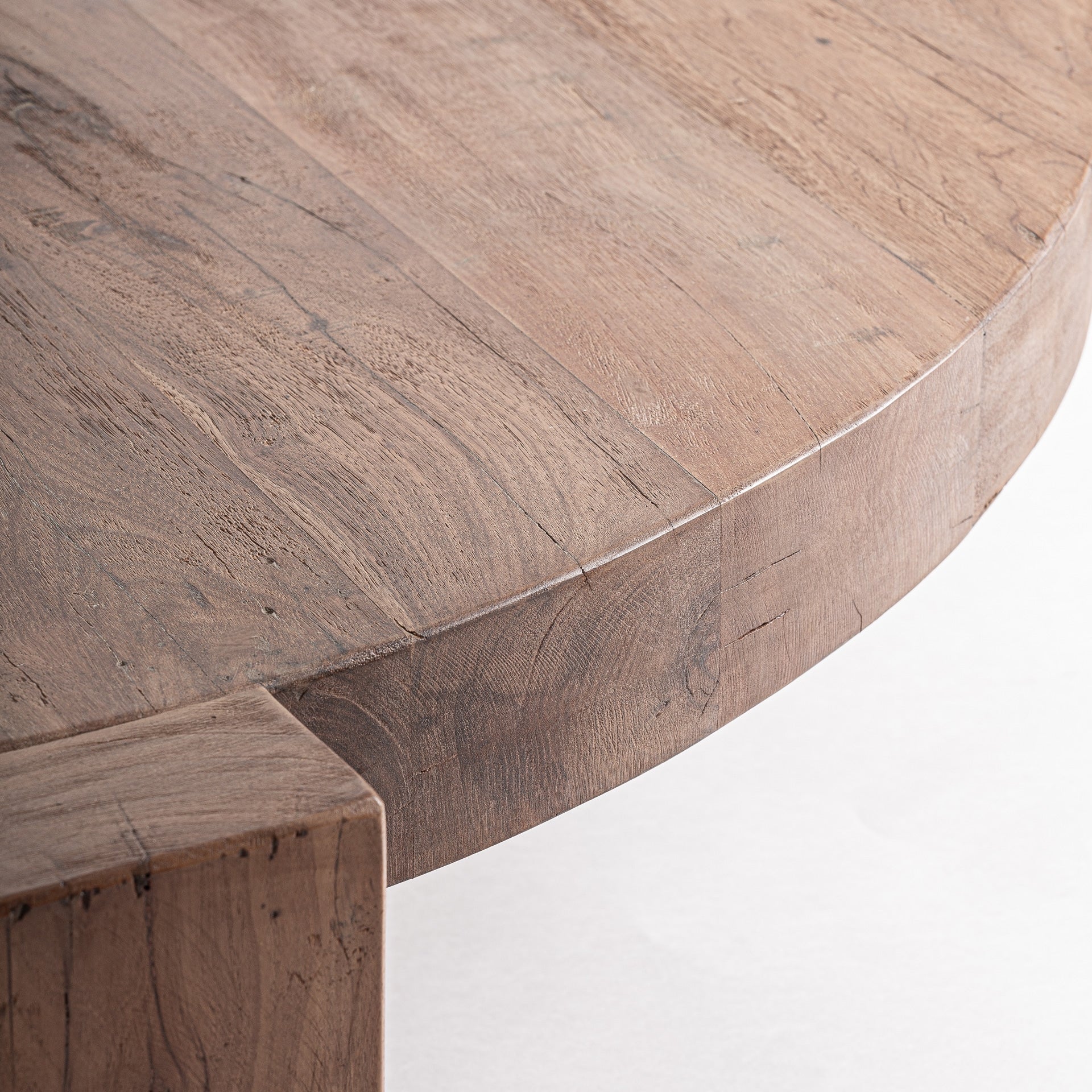 Round Coffee Table BRUTALIST Recycled Wood