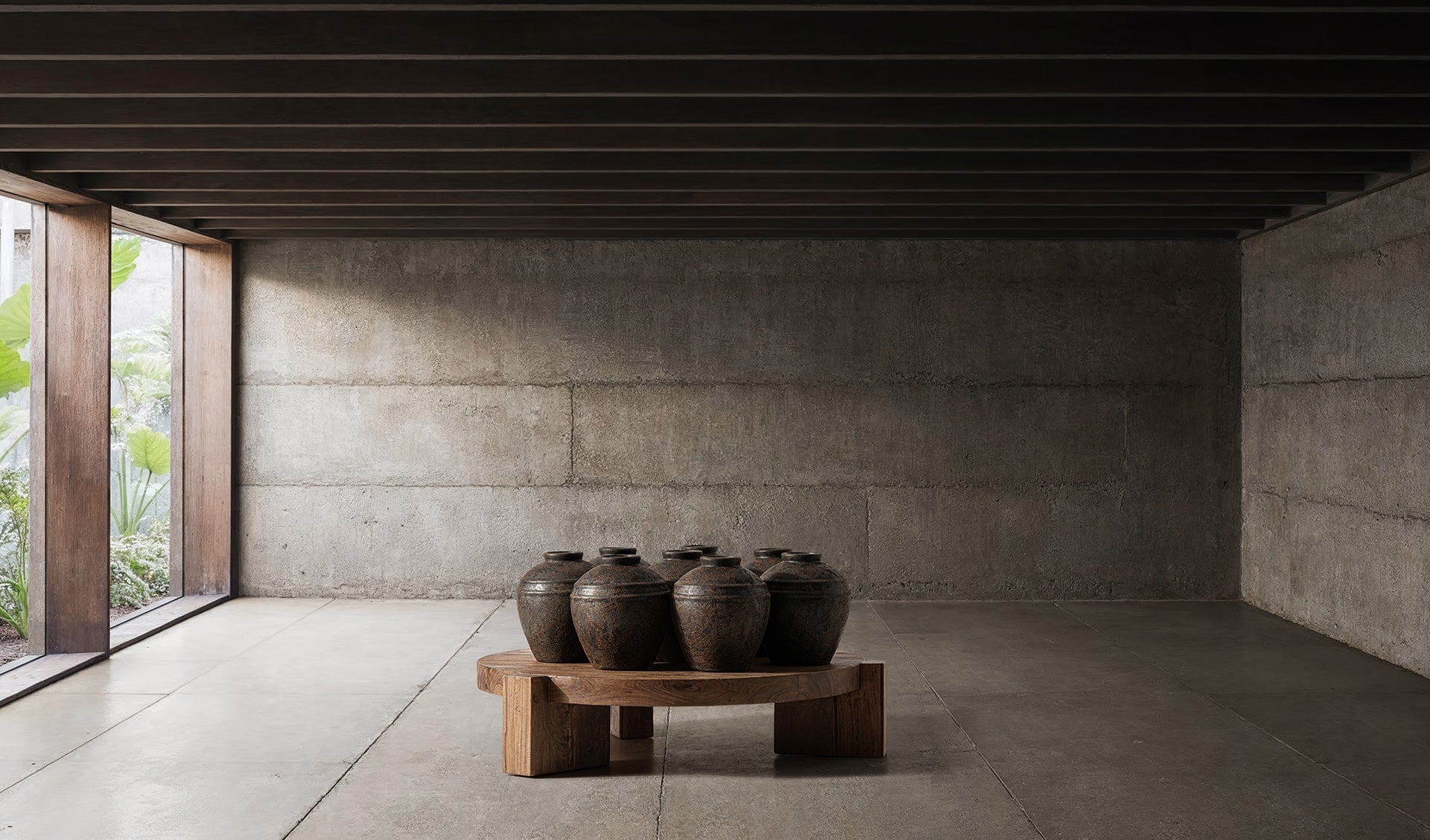 Round Coffee Table BRUTALIST Recycled Wood