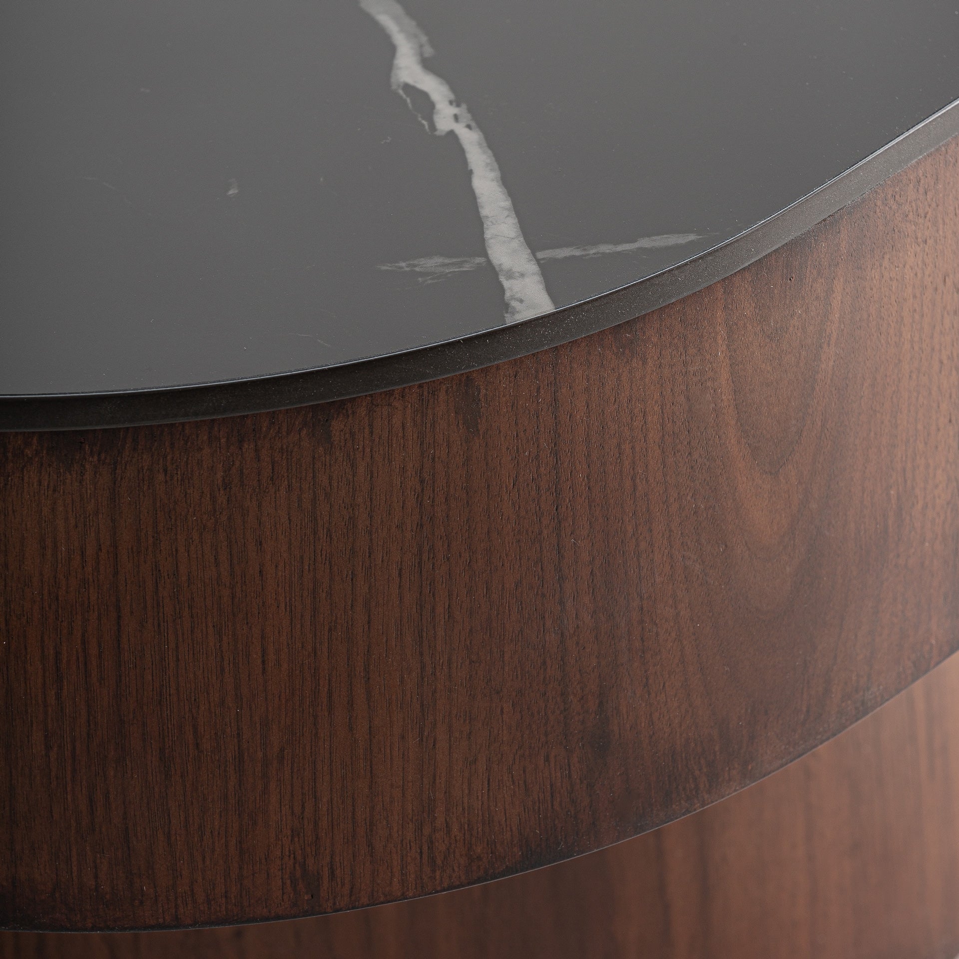 NEUFS Coffee Table with Walnut Veneer and Black Top