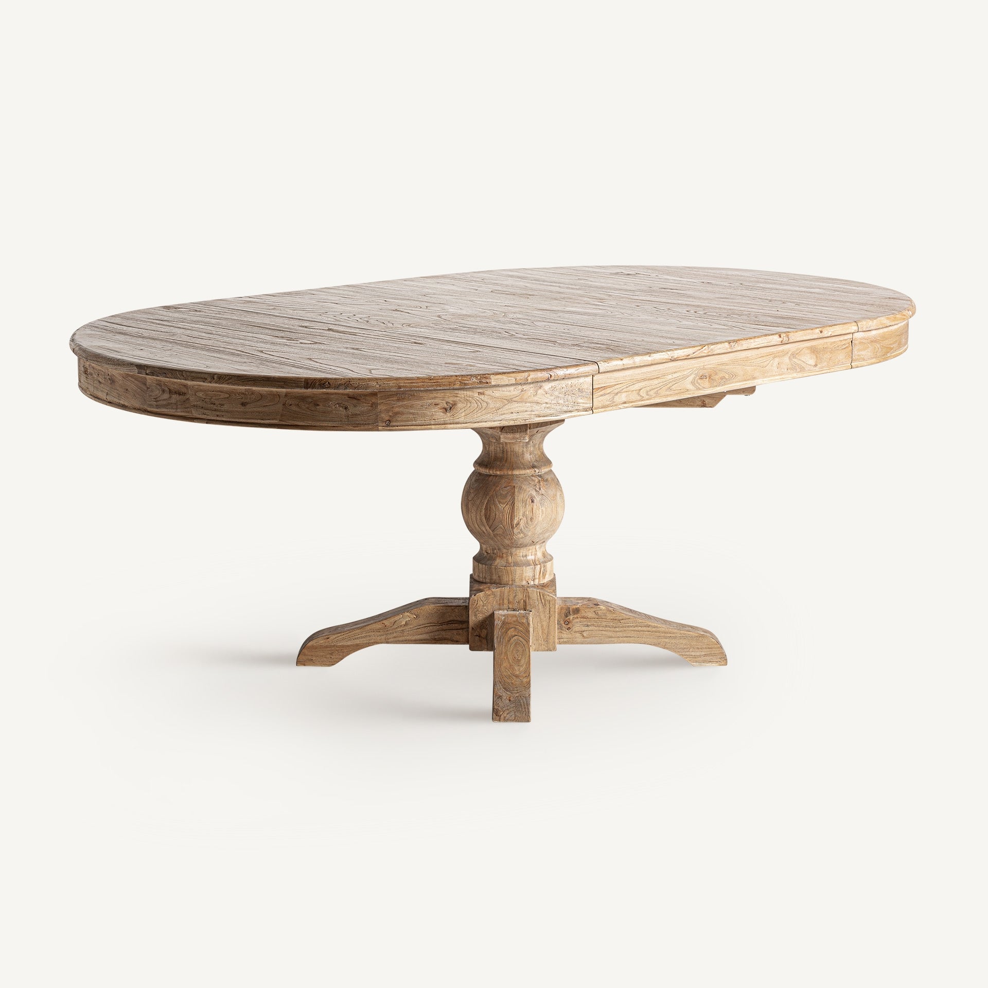 SONVIGO Round Extendable Table, Recycled Ash Wood