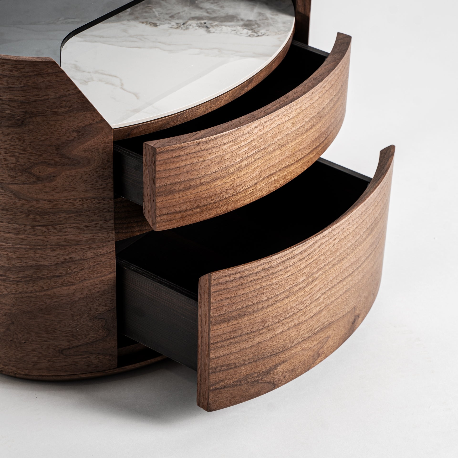 Nachttisch LECCO Holz mit Glasplatte