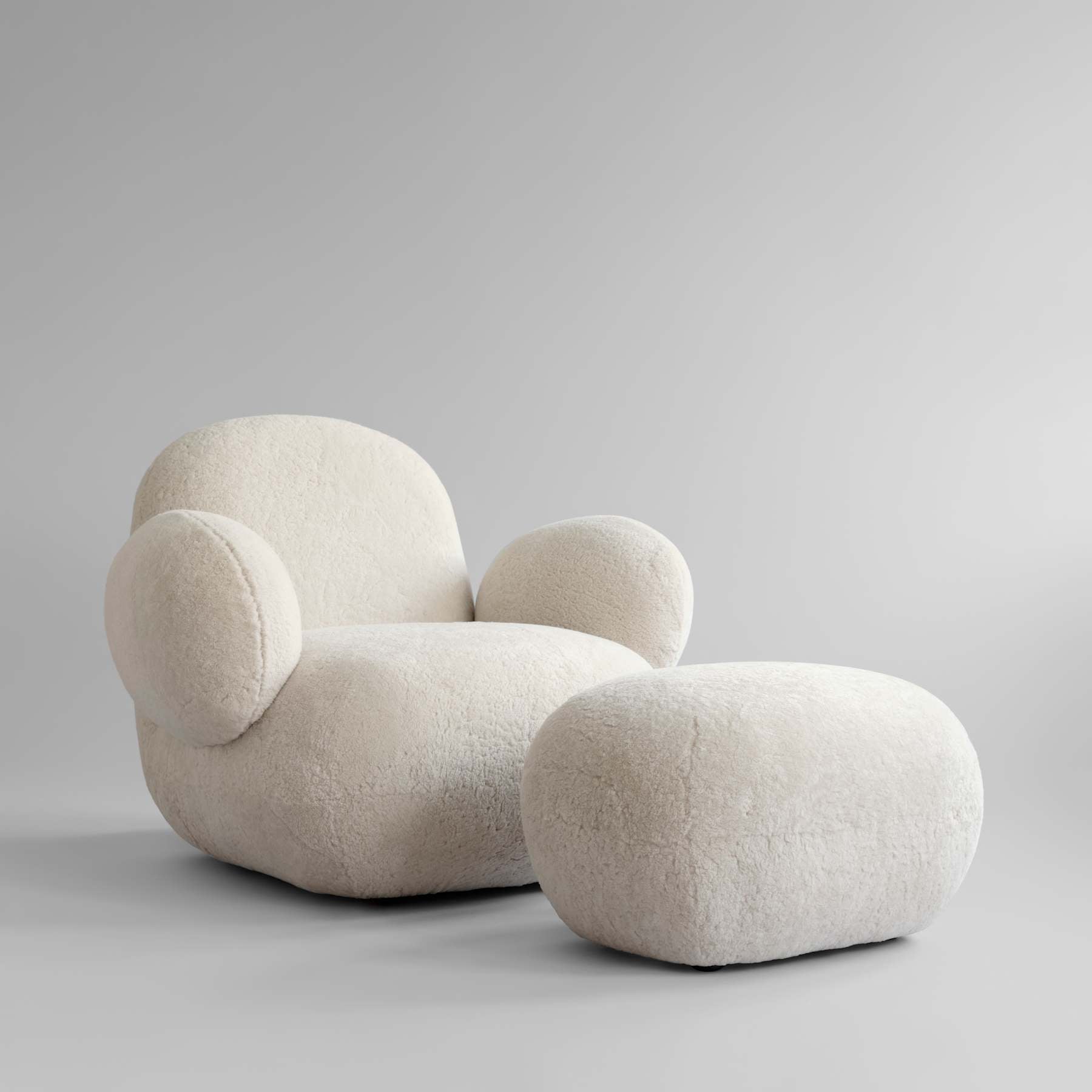 TOE OTTOMAN Schaffell Fußhocker weiß [Klaudia] 