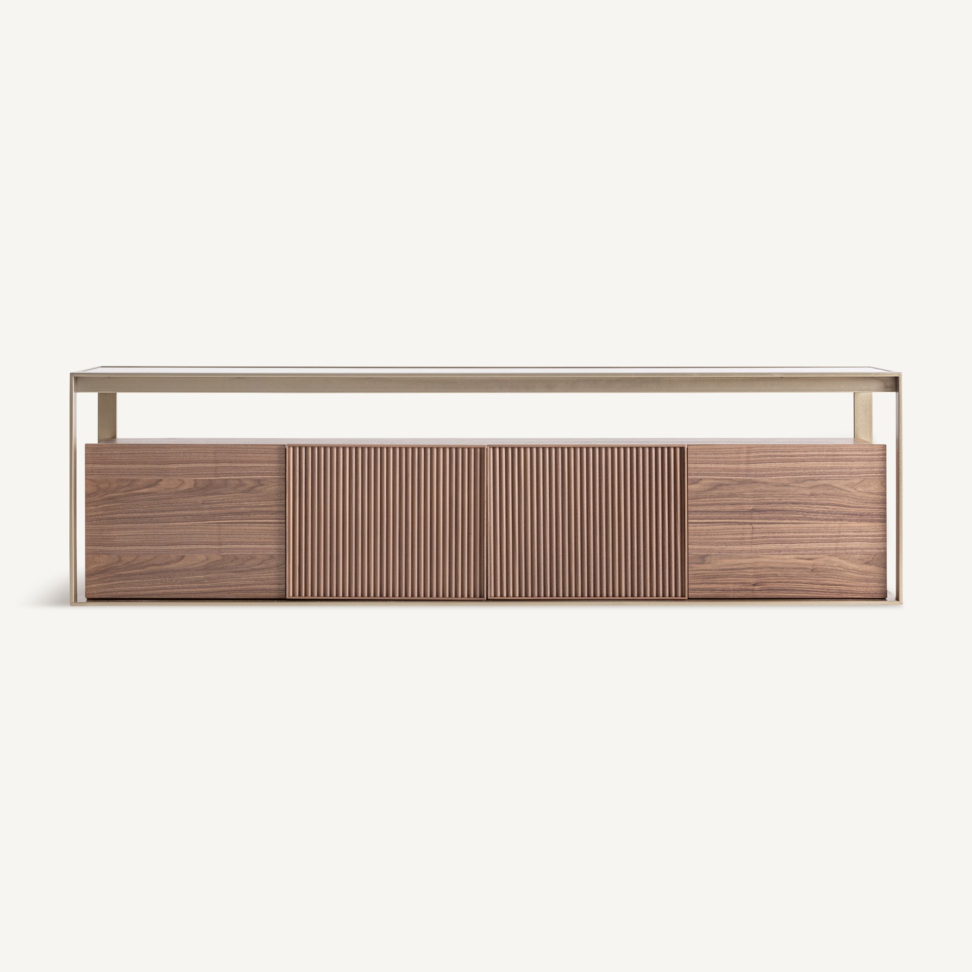 AISBY TV Stand in Ash Wood with Glass Top