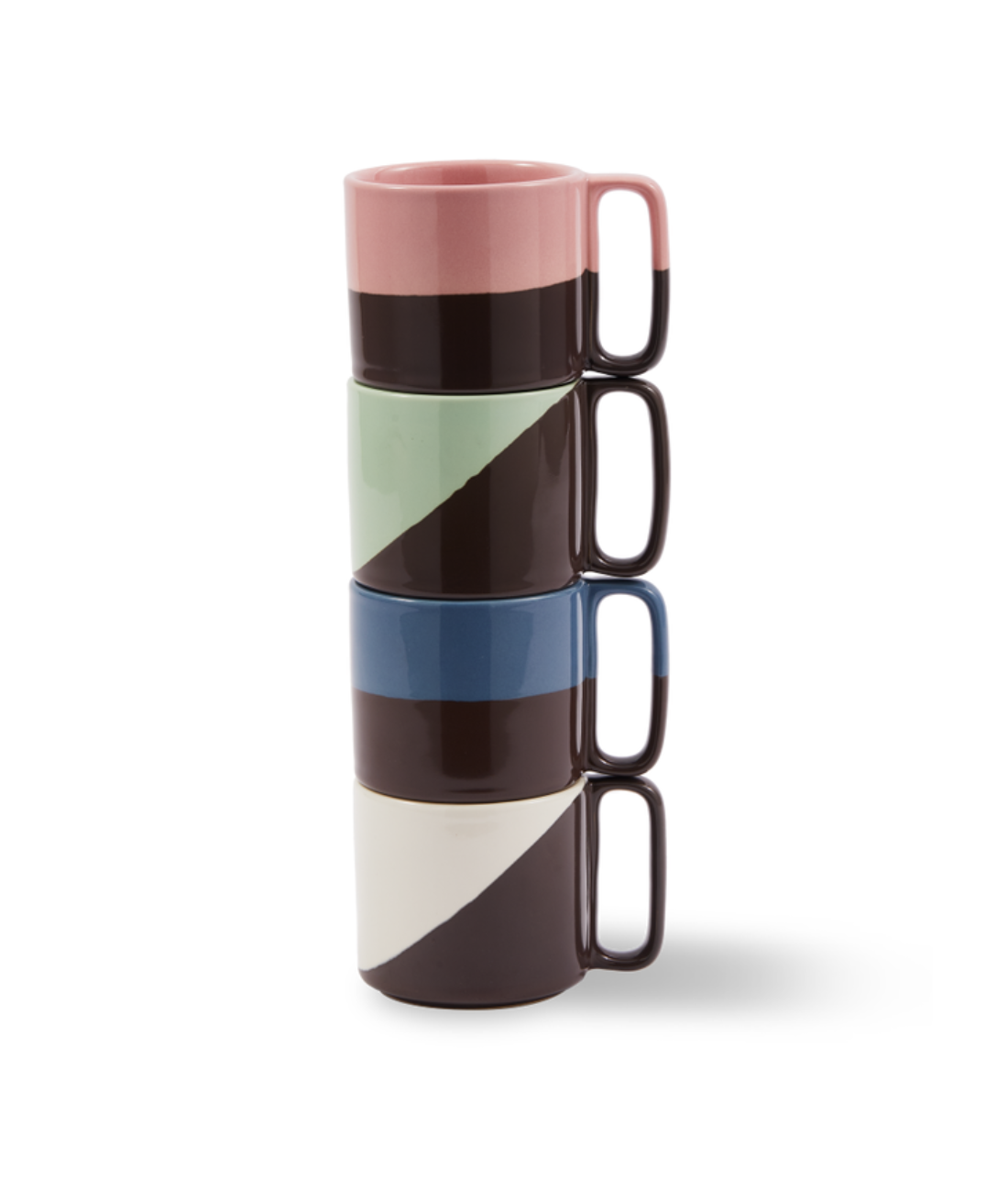 Colorful STACKING mug set with dark gray
