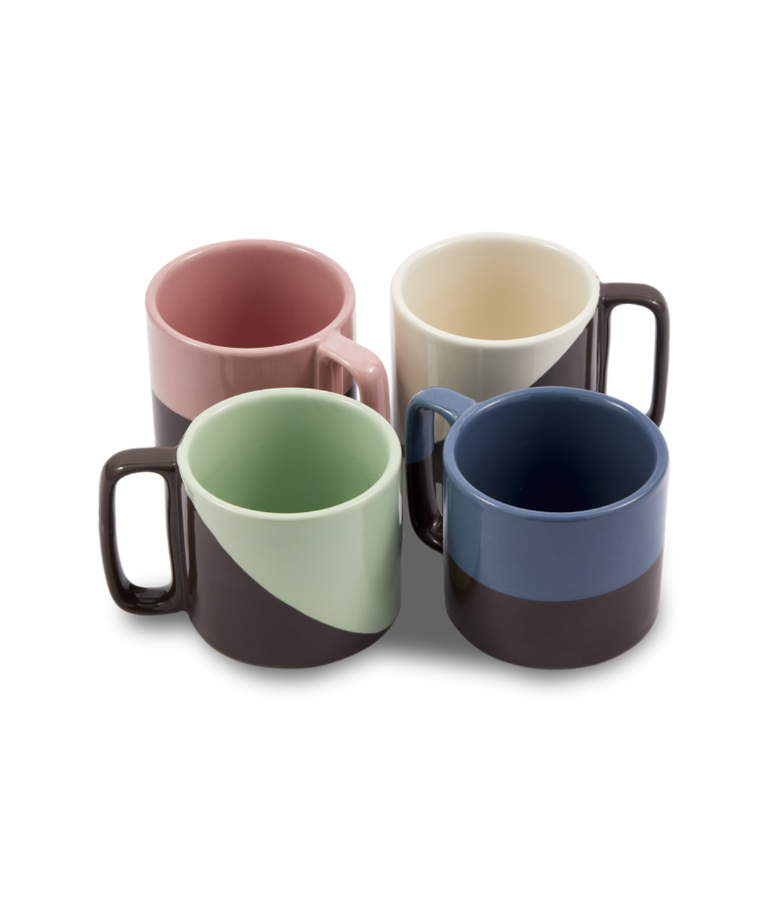 Colorful STACKING mug set with dark gray