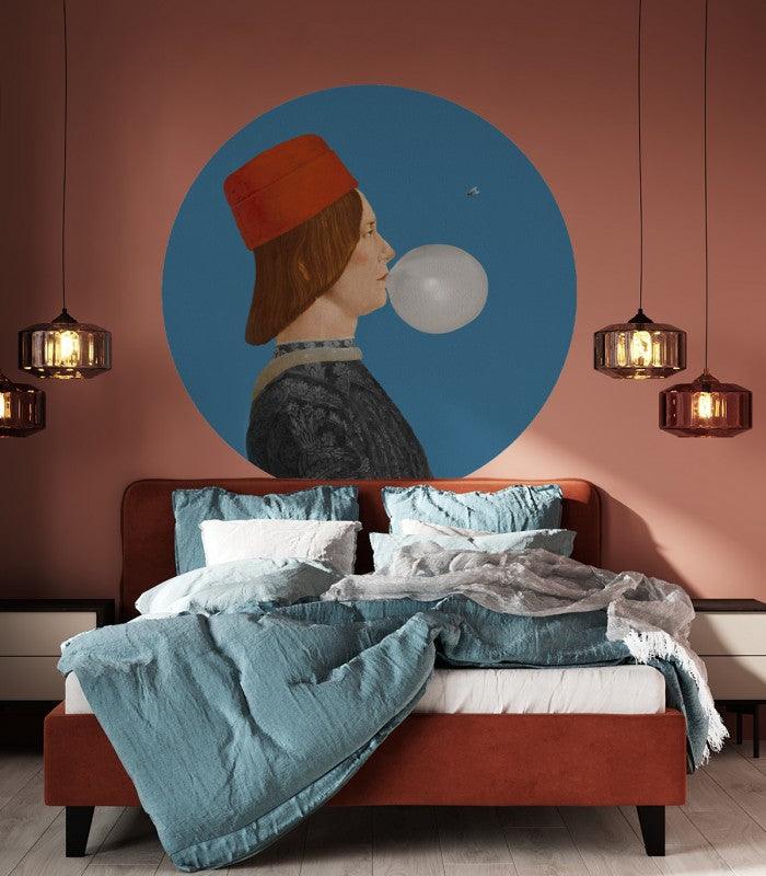 Mural DOTS Boy with Bubble Gum blue Wallcolors    Eye on Design