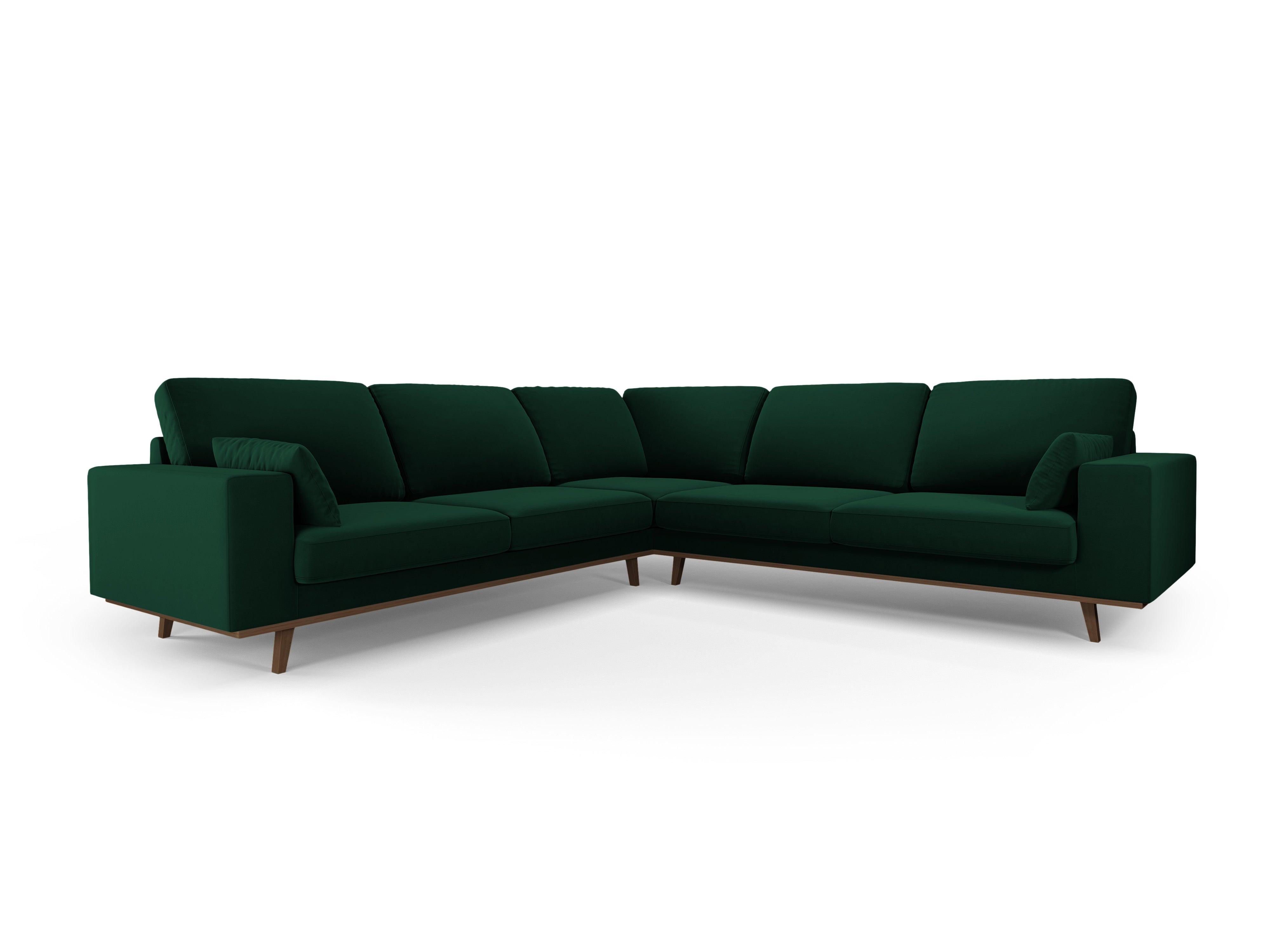 Narożnik aksamitny 5-osobowy symetryczny HEBE butelkowa zieleń Mazzini Sofas    Eye on Design