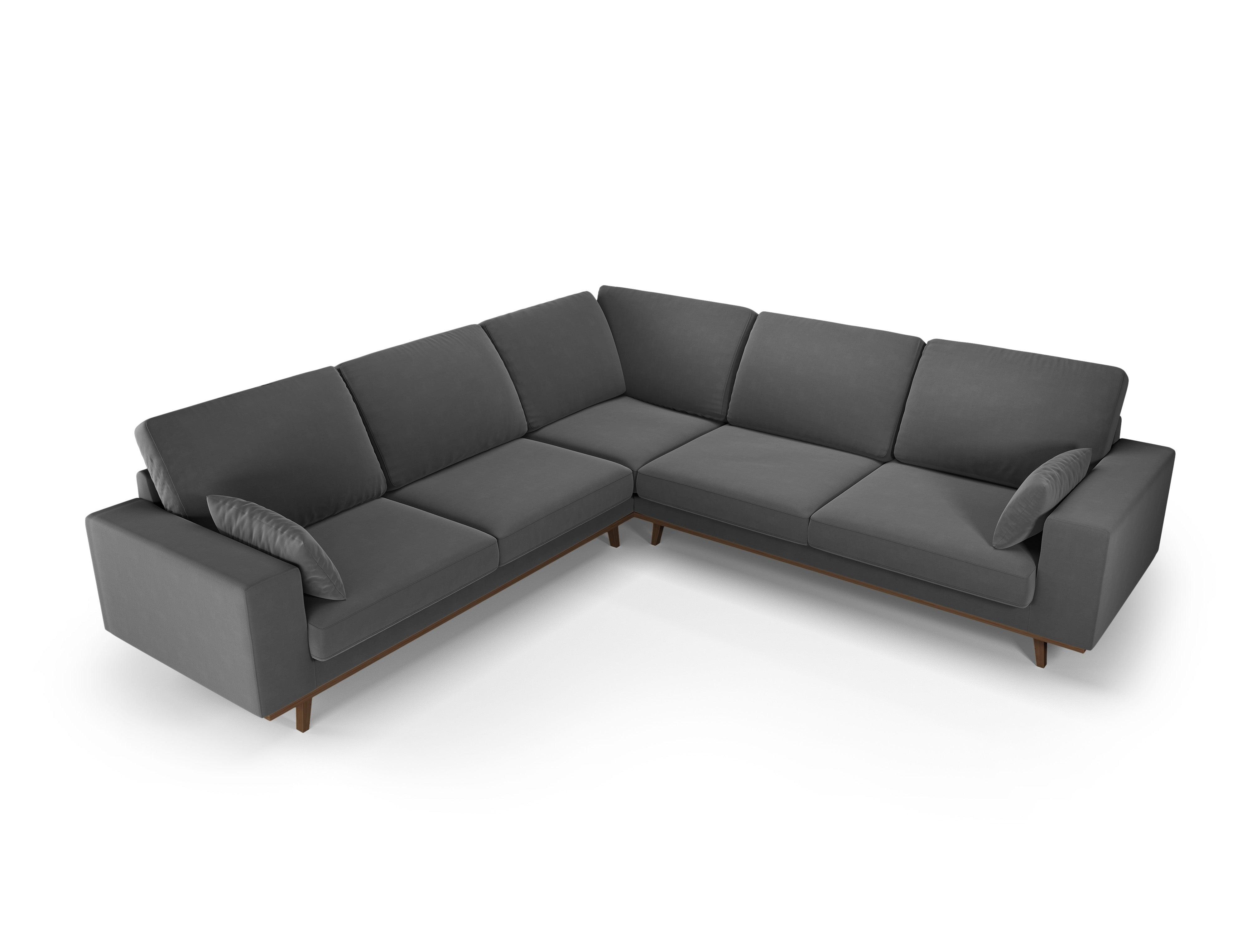 Narożnik aksamitny 5-osobowy symetryczny HEBE ciemnoszary Mazzini Sofas    Eye on Design