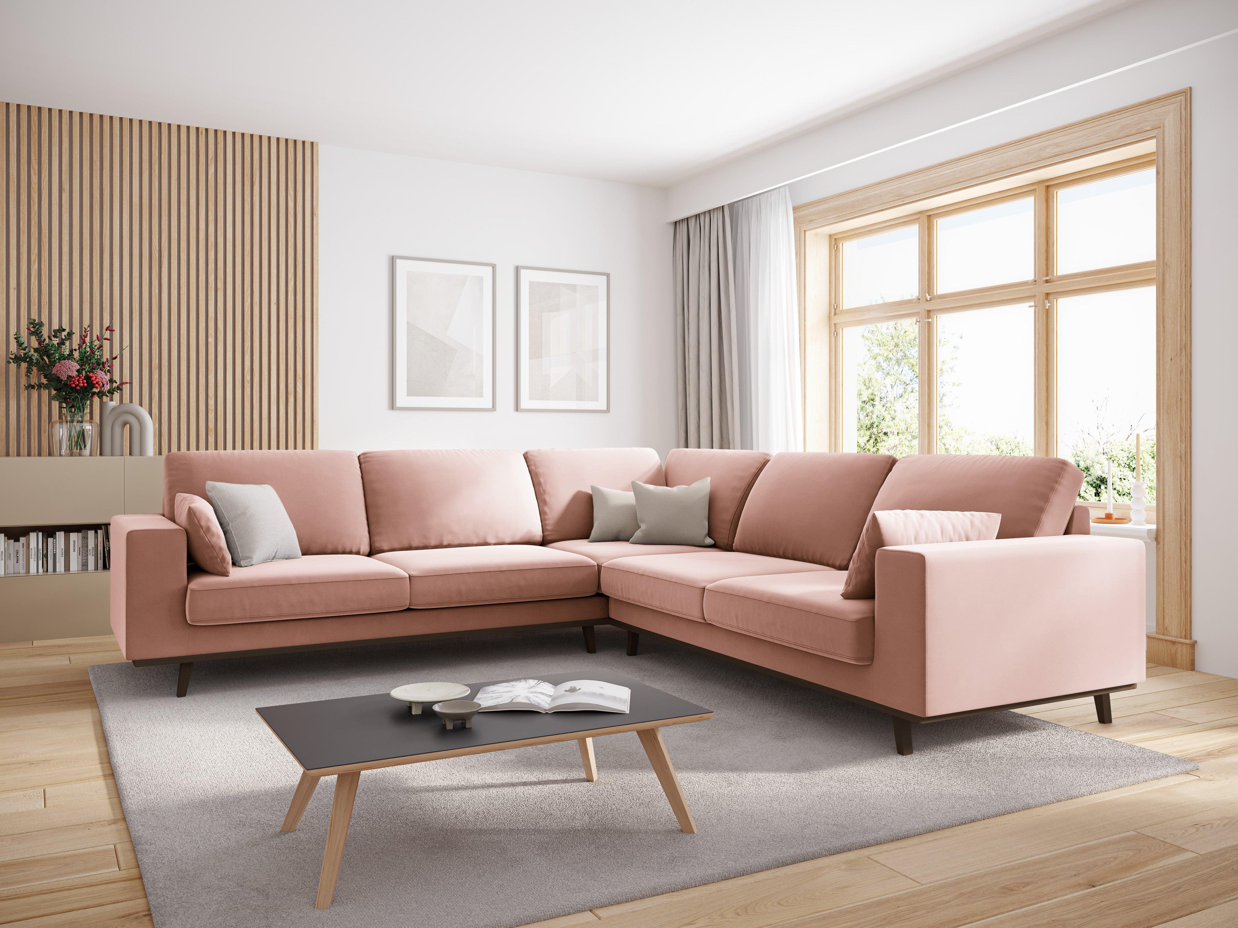 Narożnik aksamitny 5-osobowy symetryczny HEBE różowy Mazzini Sofas    Eye on Design