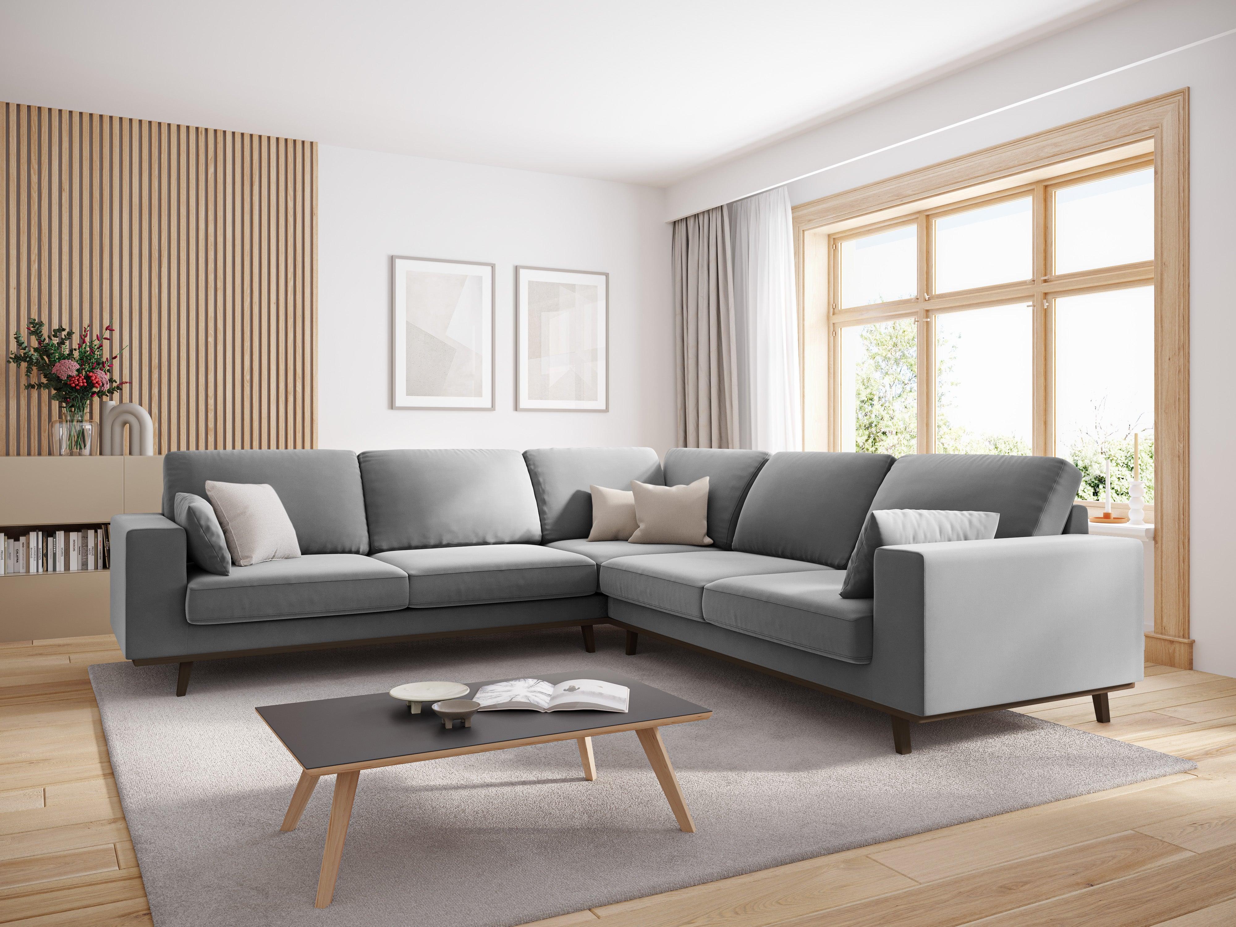 Narożnik aksamitny 5-osobowy symetryczny HEBE szary Mazzini Sofas    Eye on Design