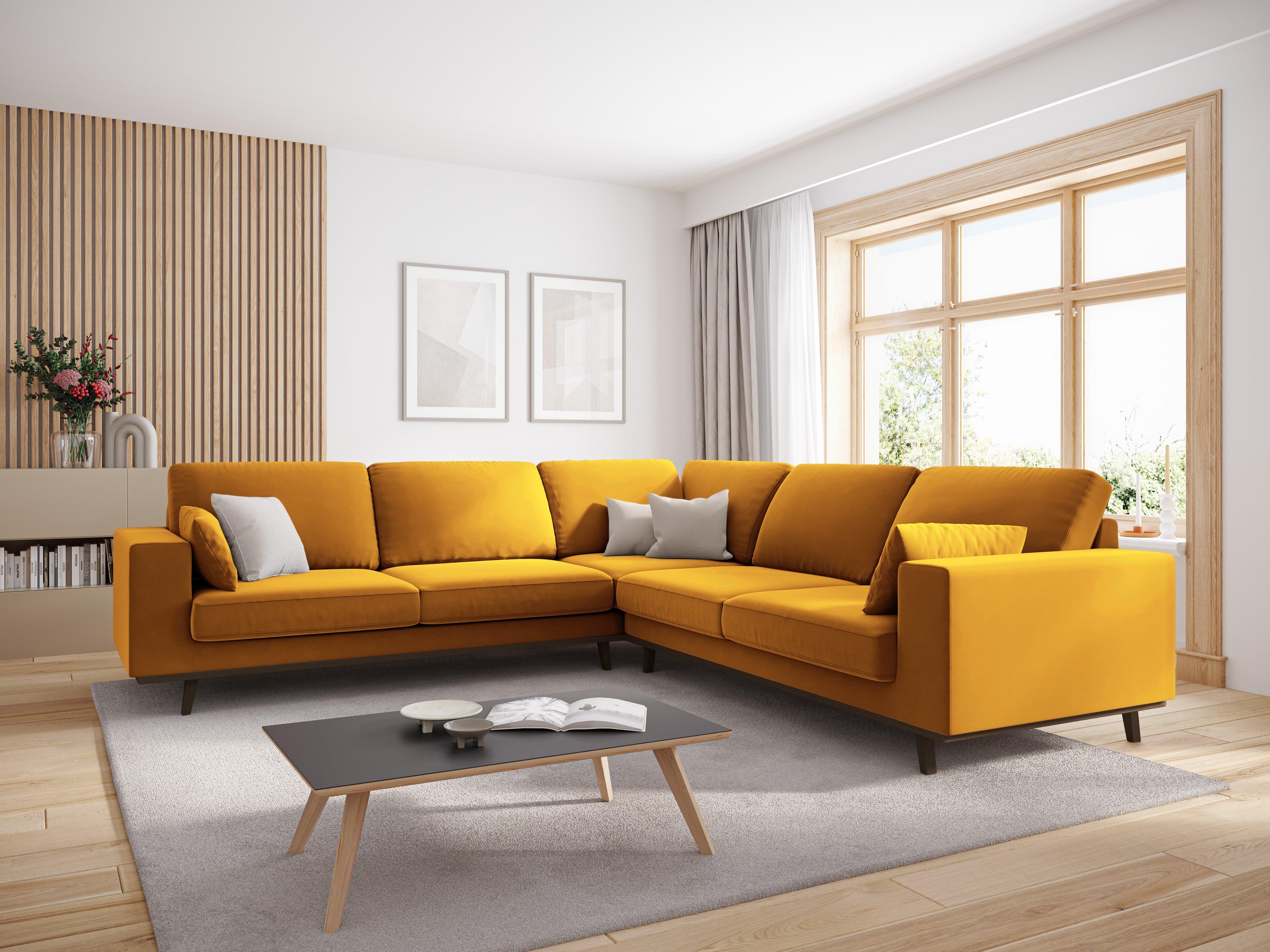 Narożnik aksamitny 5-osobowy symetryczny HEBE żółty Mazzini Sofas    Eye on Design