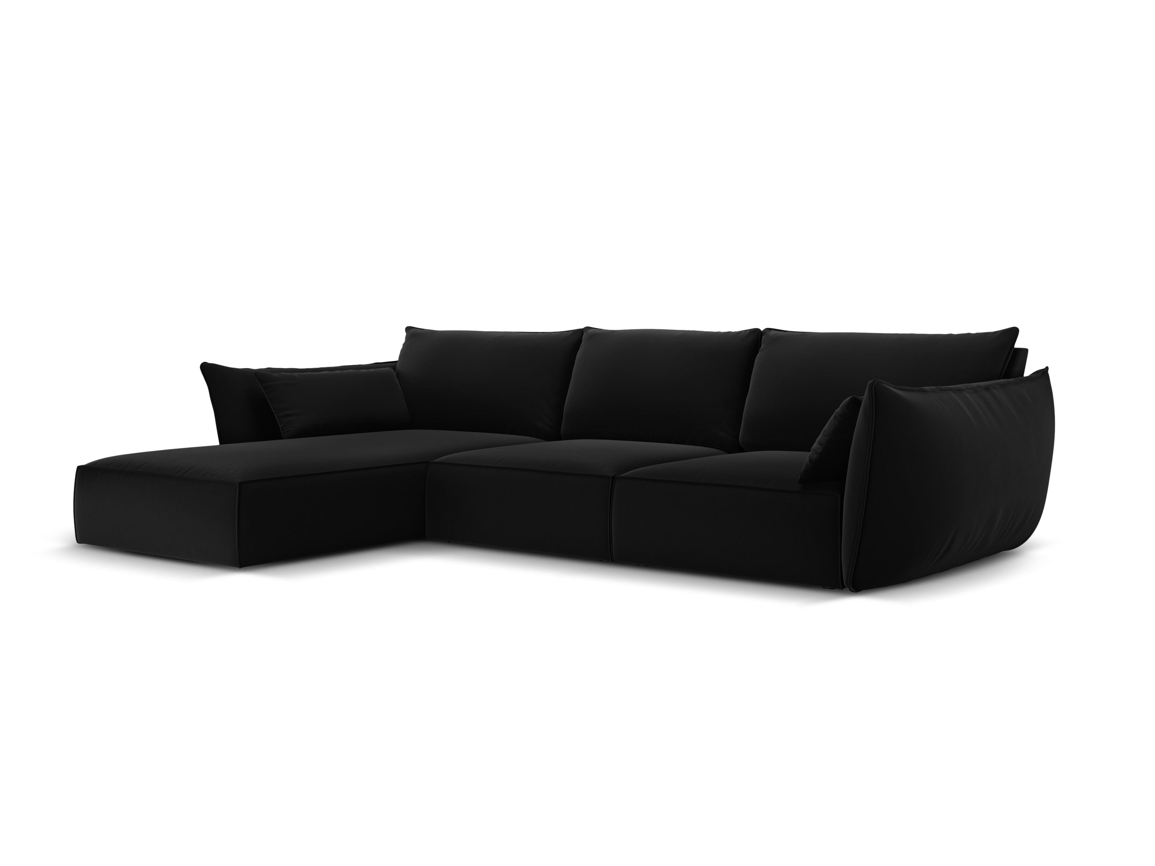 Narożnik aksamitny lewostronny 4-osobowy VANDA czarny Mazzini Sofas    Eye on Design