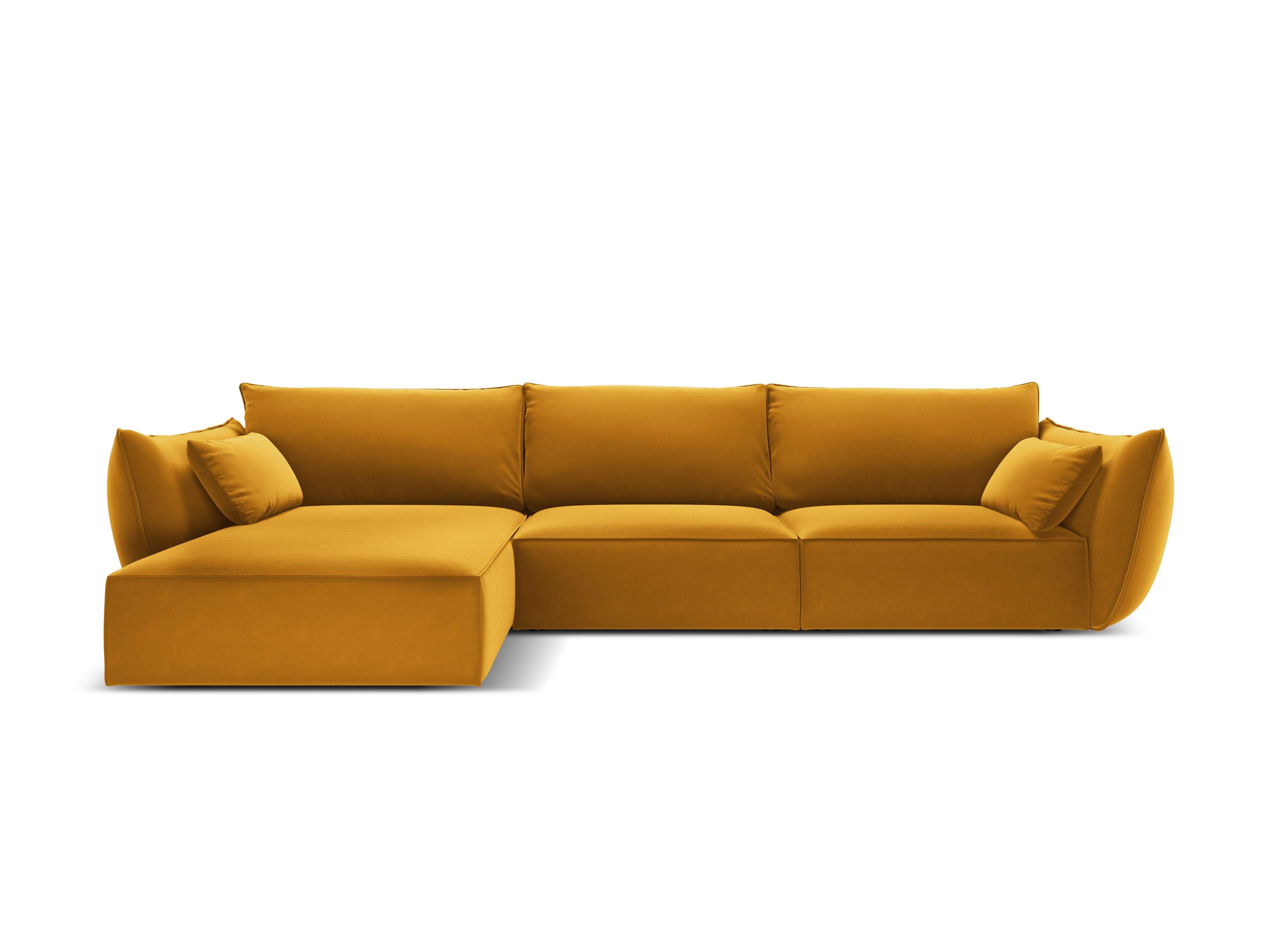 Narożnik aksamitny lewostronny 4-osobowy VANDA musztardowy Mazzini Sofas    Eye on Design