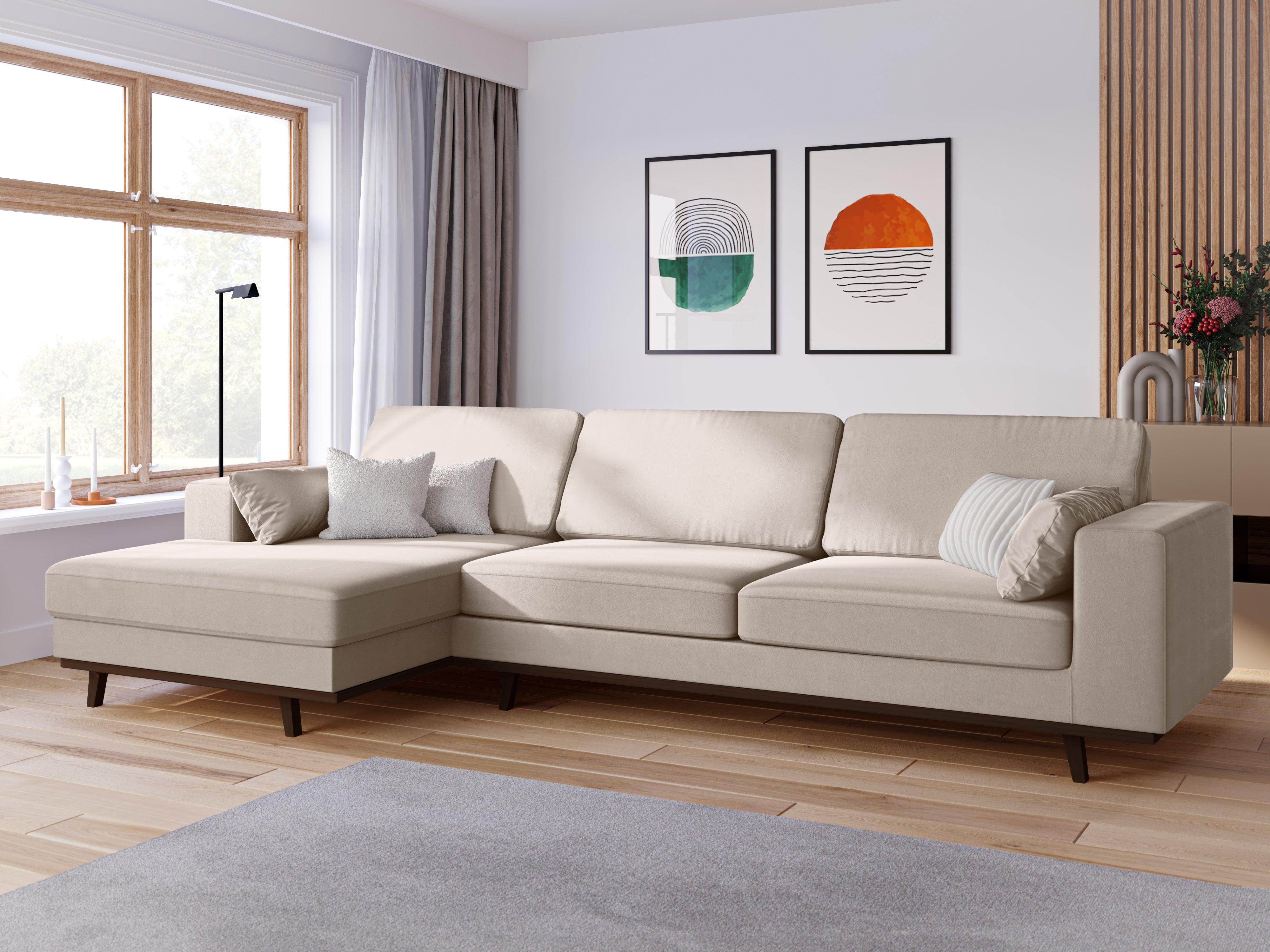 Narożnik aksamitny lewostronny HEBE beżowy Mazzini Sofas    Eye on Design