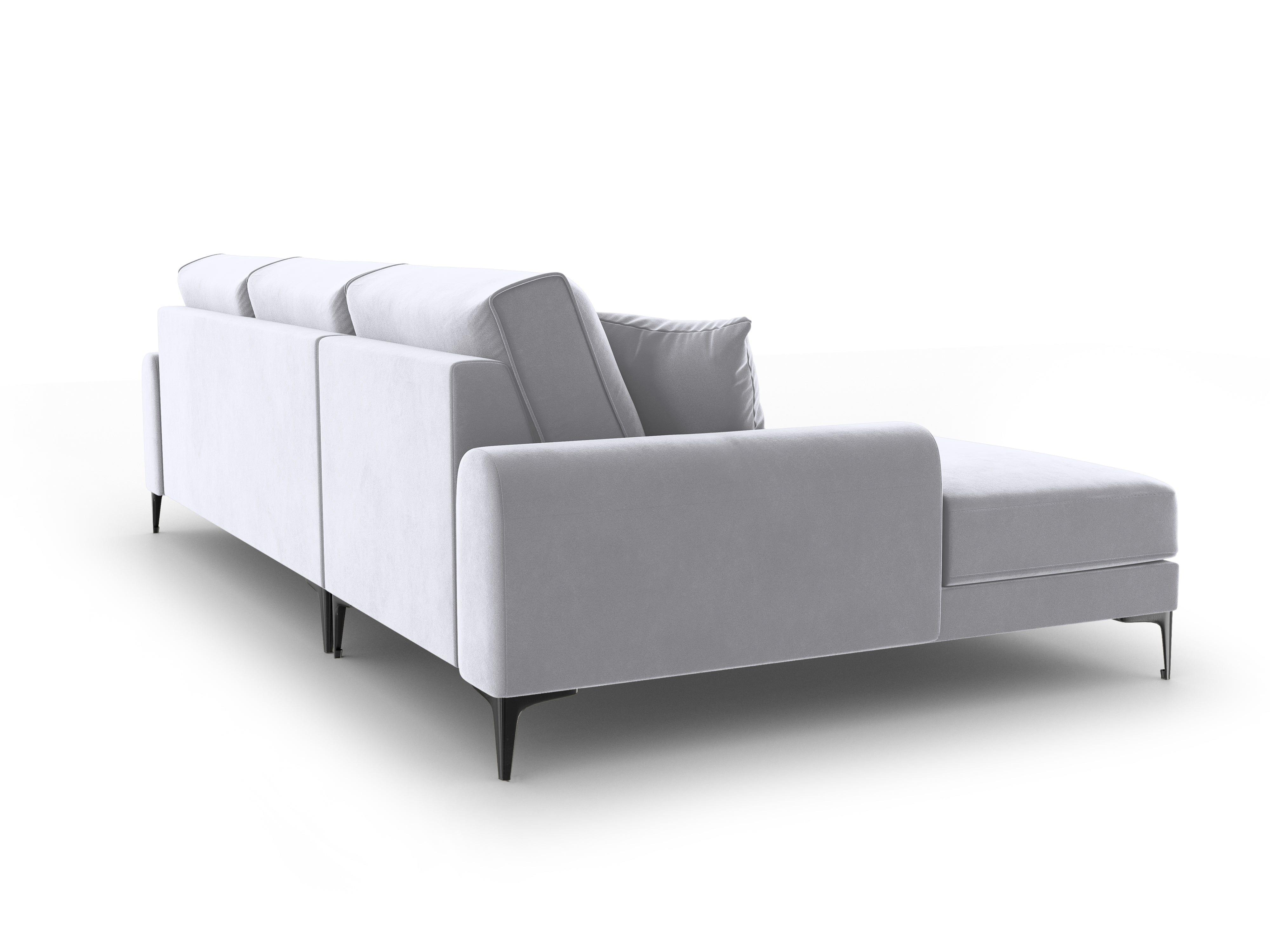 Narożnik aksamitny lewostronny MADARA srebrny z czarną podstawą Mazzini Sofas    Eye on Design