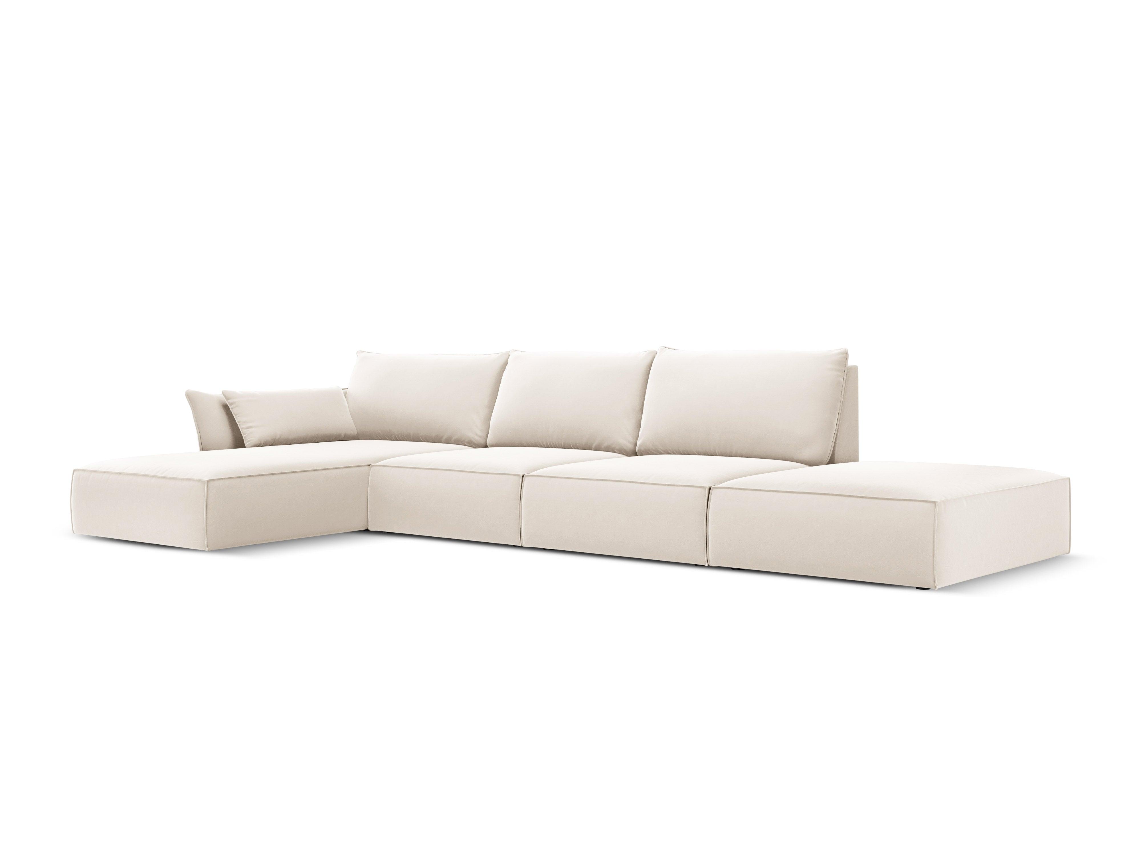 Narożnik aksamitny lewostronny otwarty VANDA beżowy Mazzini Sofas    Eye on Design