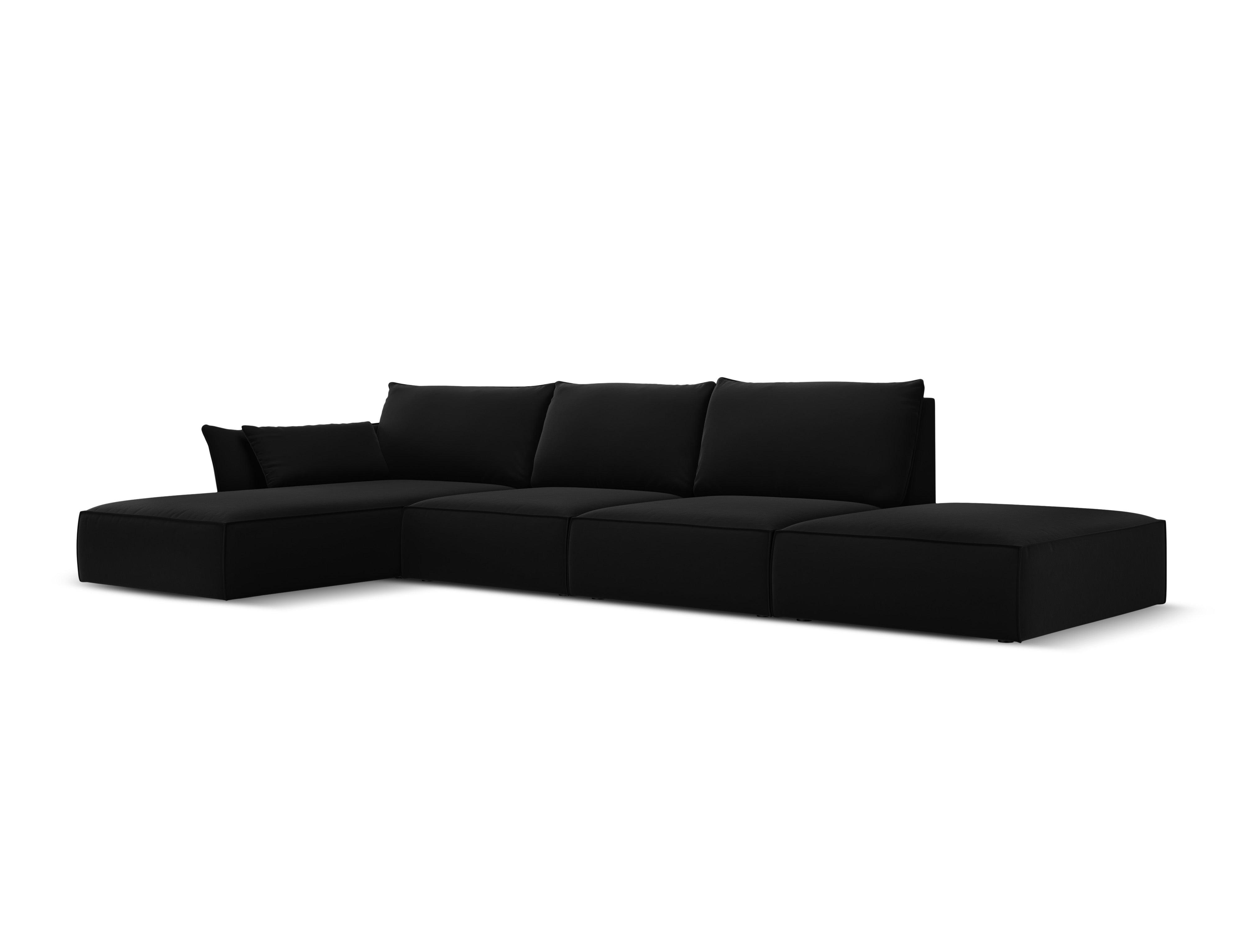 Narożnik aksamitny lewostronny otwarty VANDA czarny Mazzini Sofas    Eye on Design