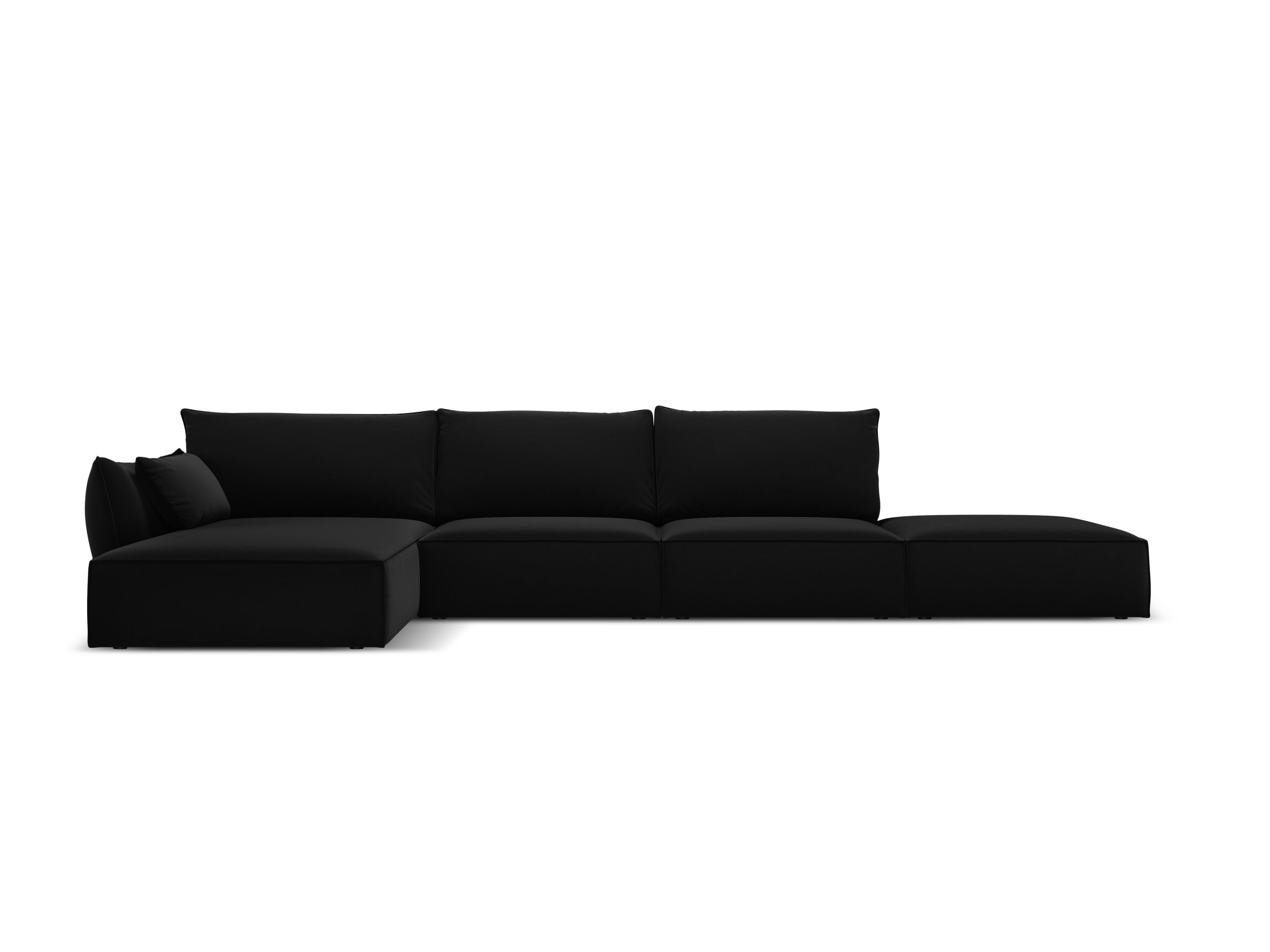 Narożnik aksamitny lewostronny otwarty VANDA czarny Mazzini Sofas    Eye on Design