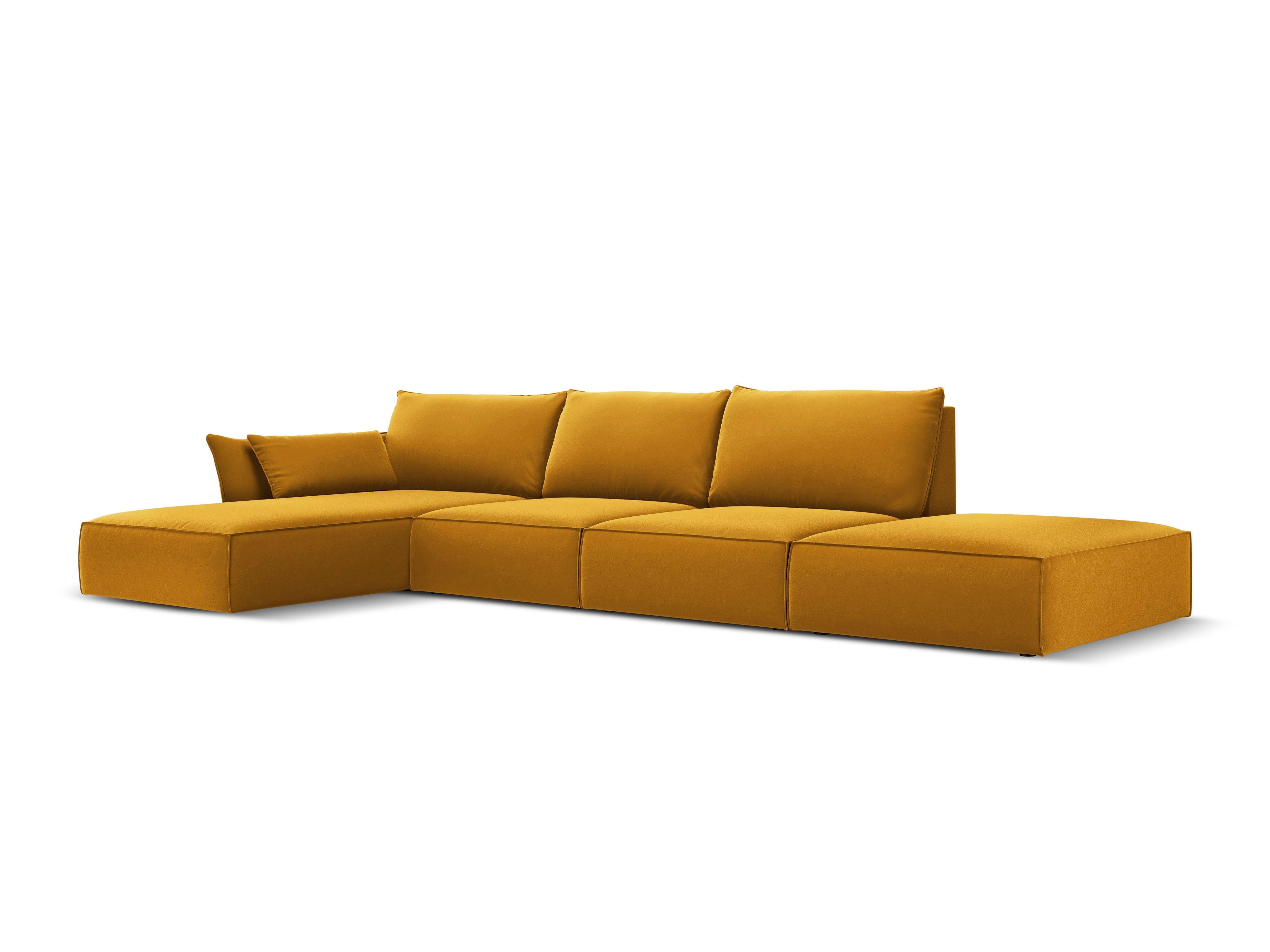 Narożnik aksamitny lewostronny otwarty VANDA musztardowy Mazzini Sofas    Eye on Design