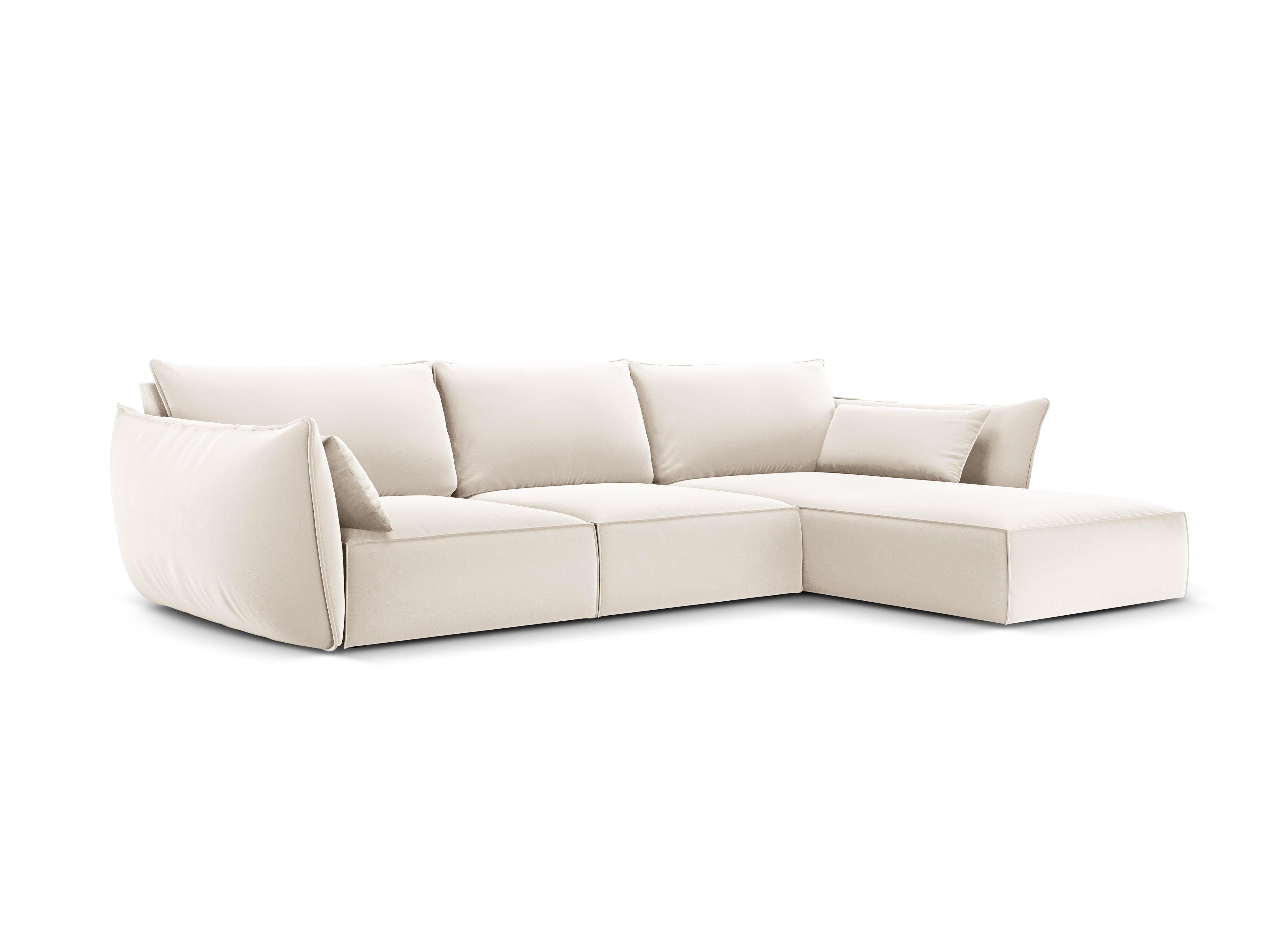 Narożnik aksamitny prawostronny 4-osobowy VANDA beżowy Mazzini Sofas    Eye on Design